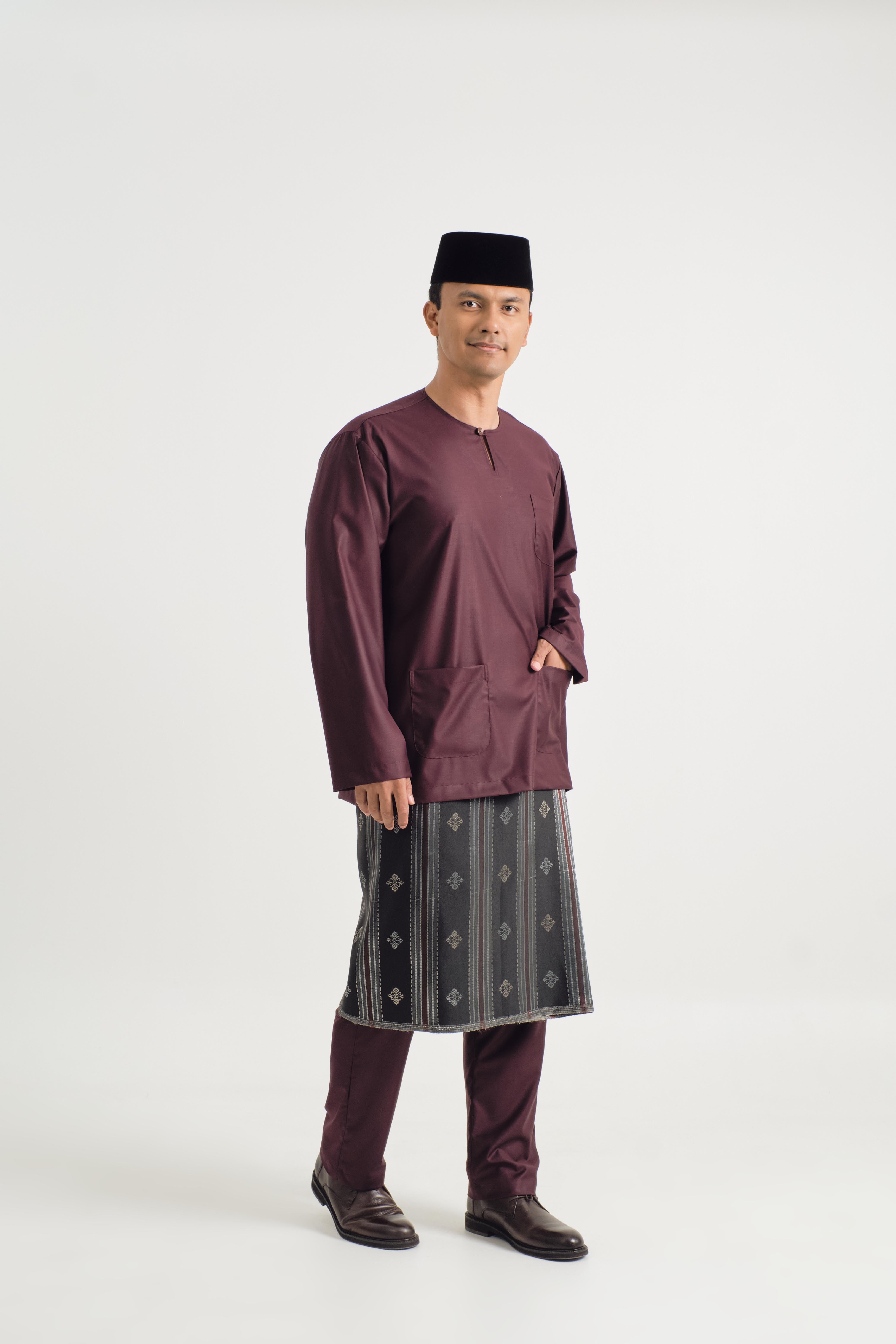 Patawali Classic Fit Baju Melayu Teluk Belanga - Plum