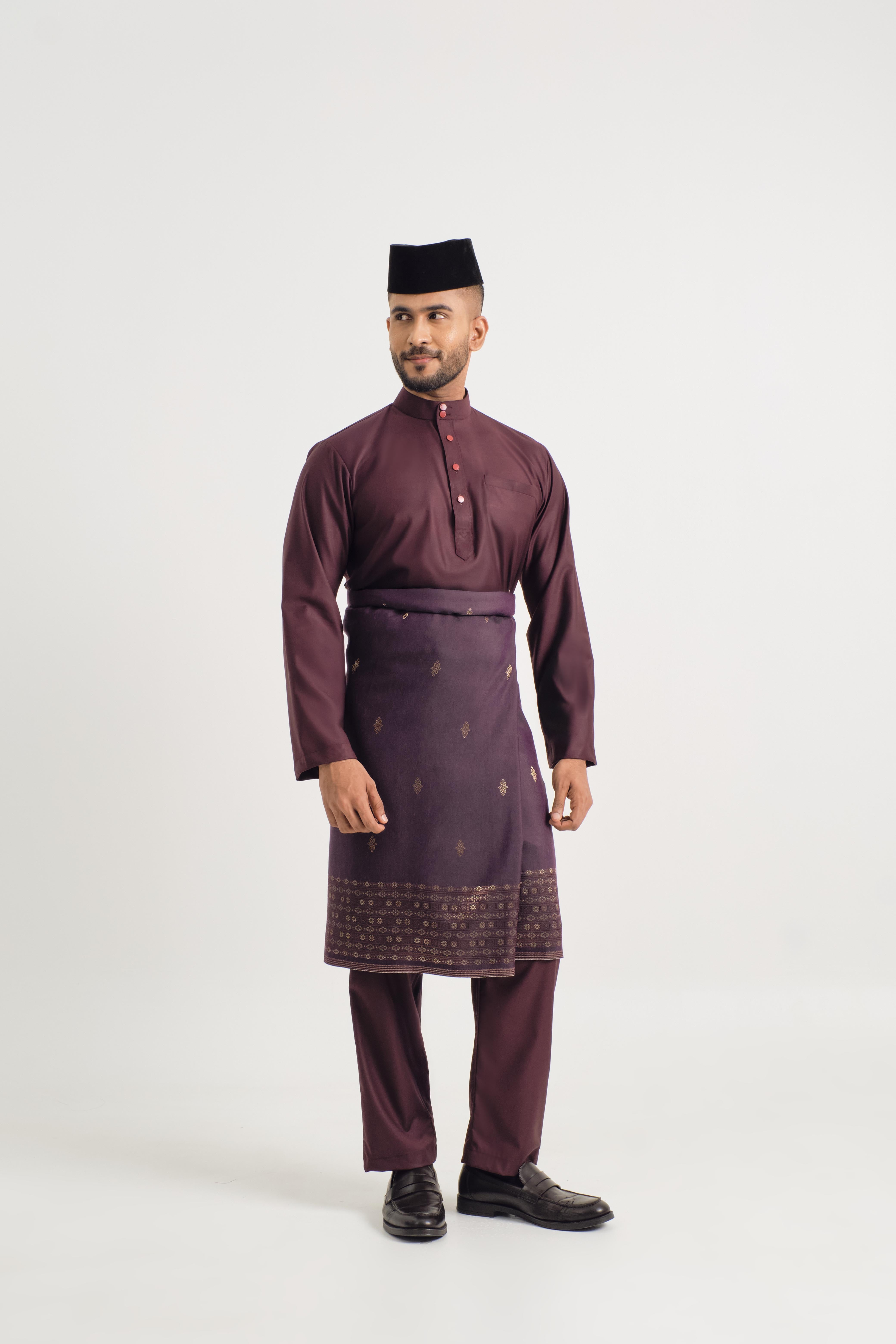 Patawali Baju Melayu Cekak Musang - Plum