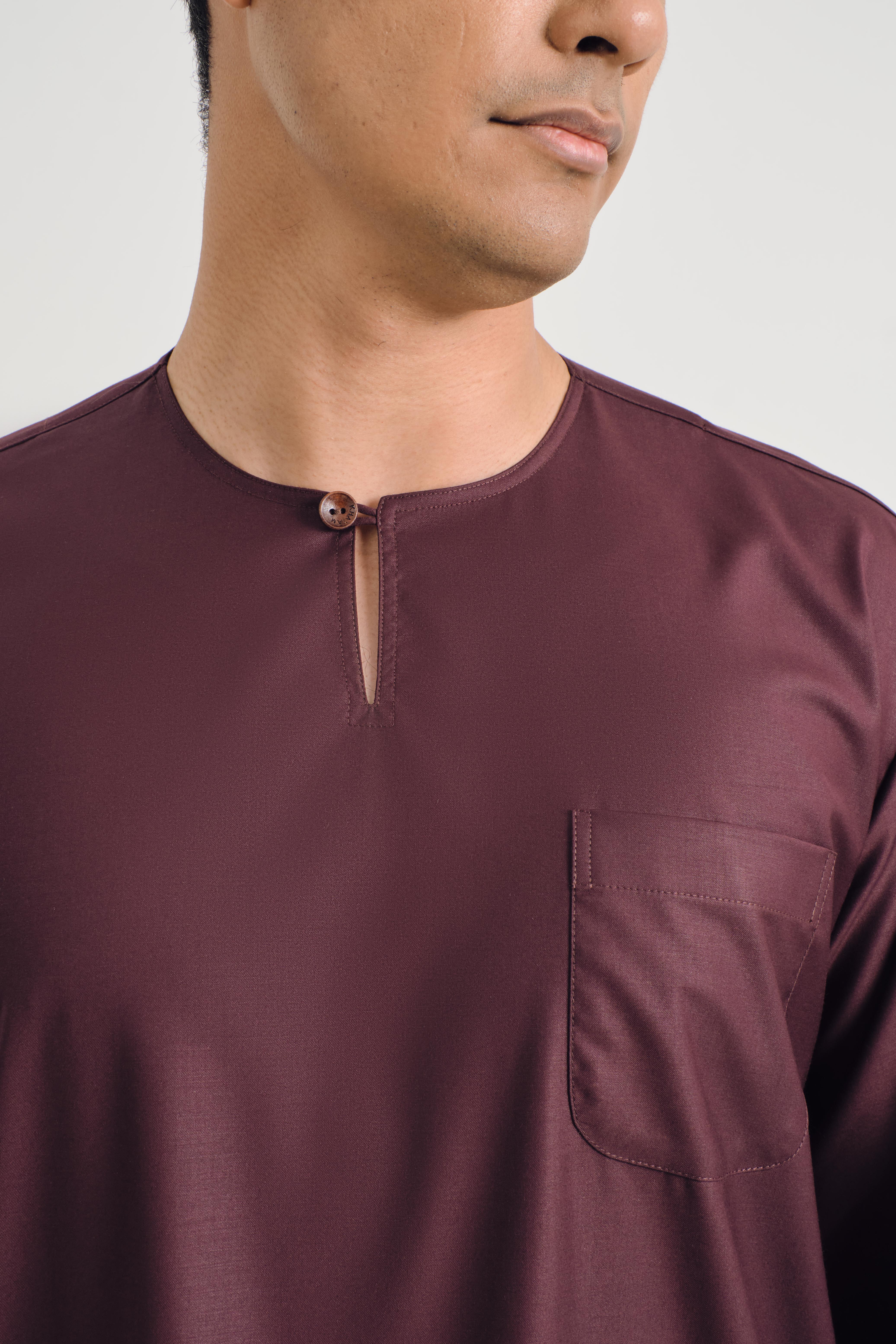 Patawali Classic Fit Baju Melayu Teluk Belanga - Plum