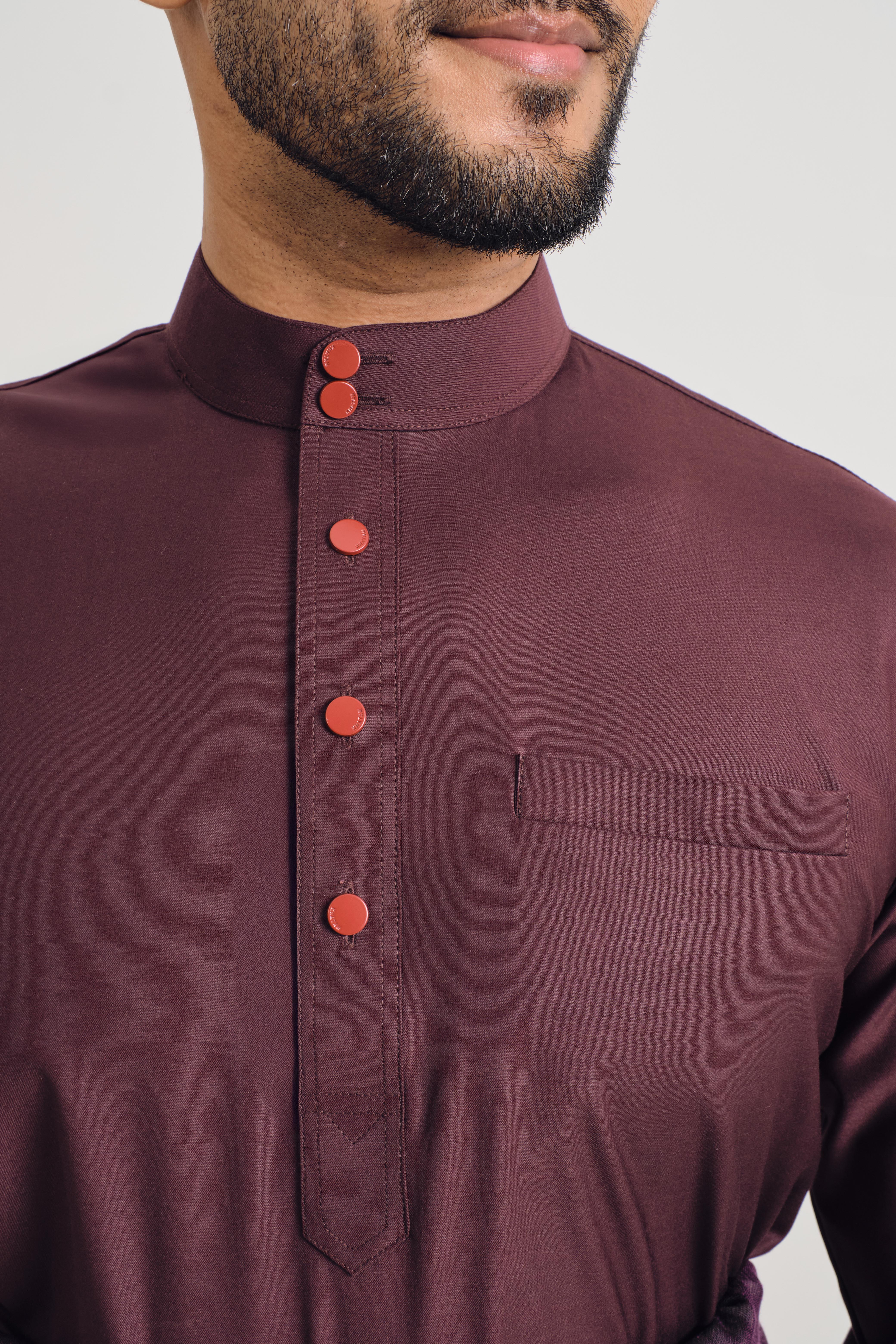 Patawali Baju Melayu Cekak Musang - Plum