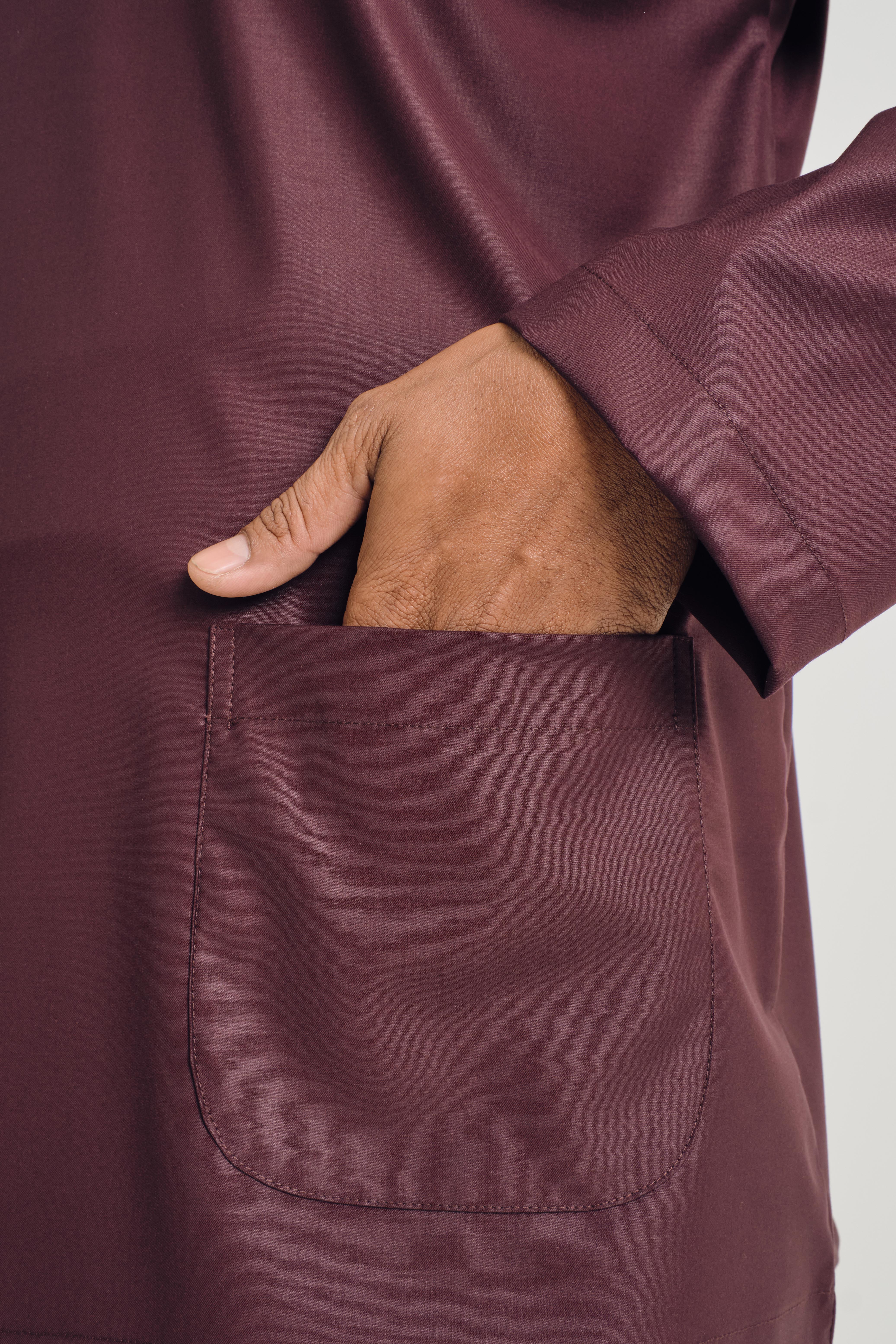 Patawali Modern Fit Baju Melayu Teluk Belanga - Plum