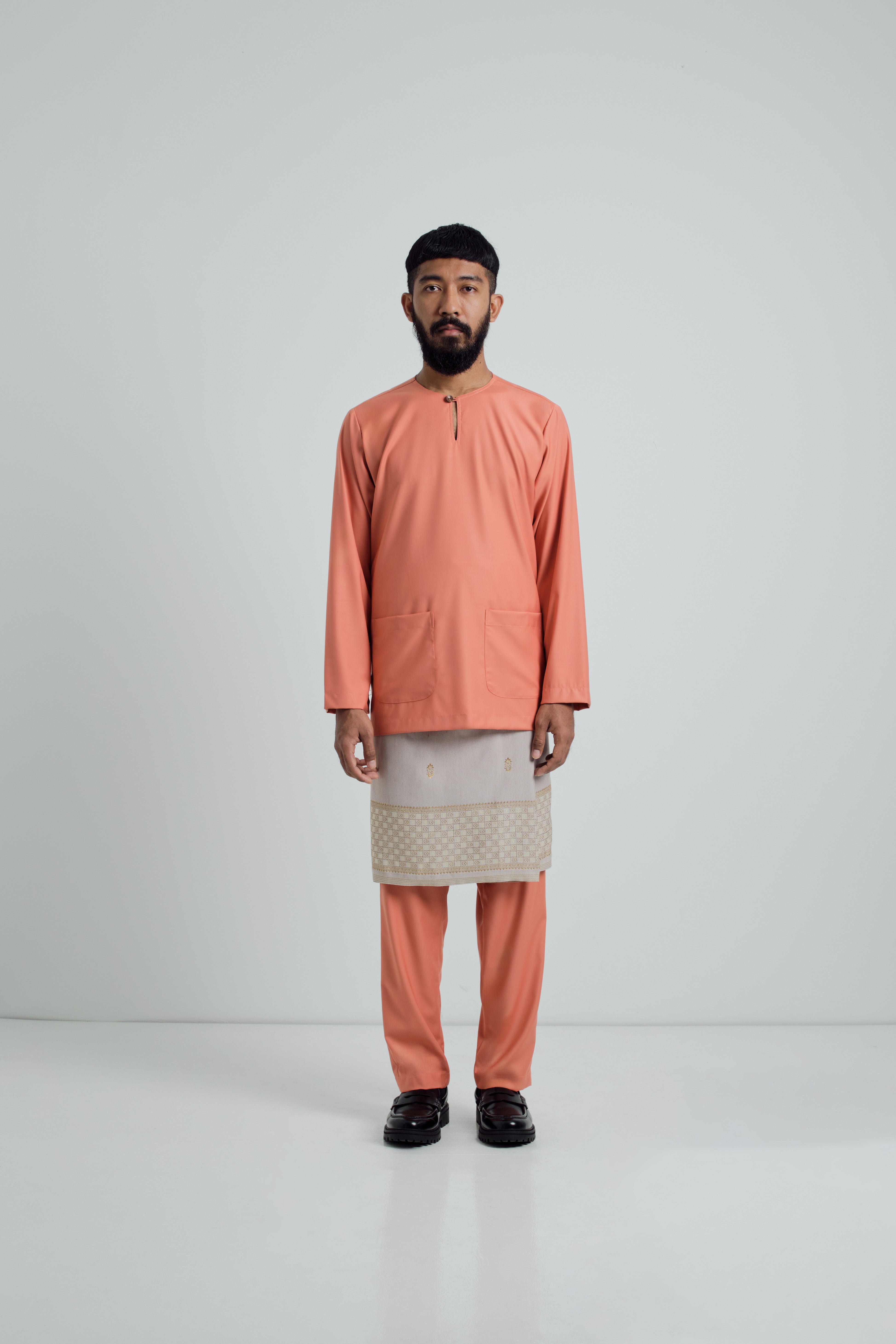 Patawali Modern Fit Baju Melayu Teluk Belanga - Pumpkin
