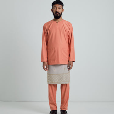 Patawali Modern Fit Baju Melayu Teluk Belanga - Pumpkin