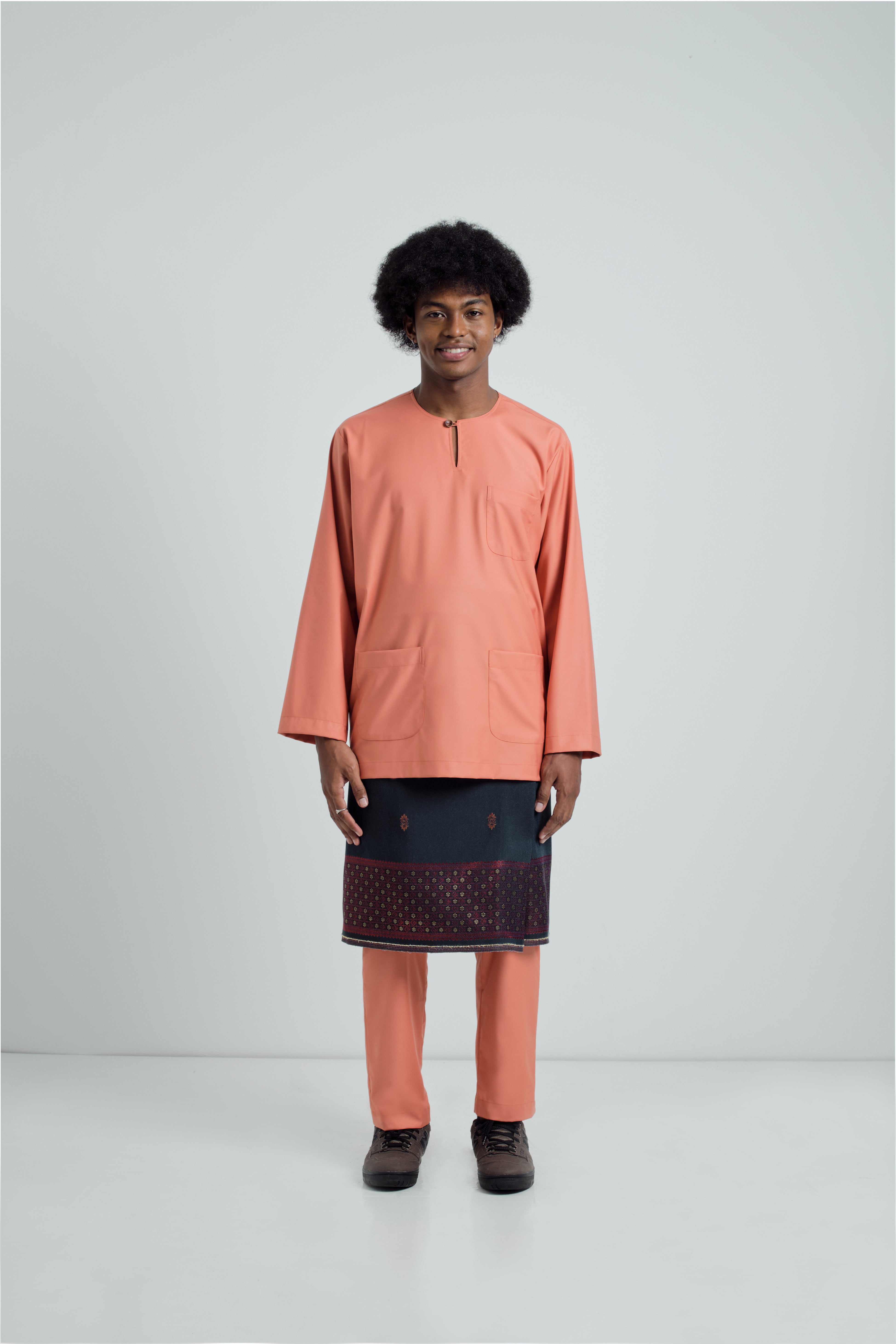 Patawali Classic Fit Baju Melayu Teluk Belanga - Pumpkin