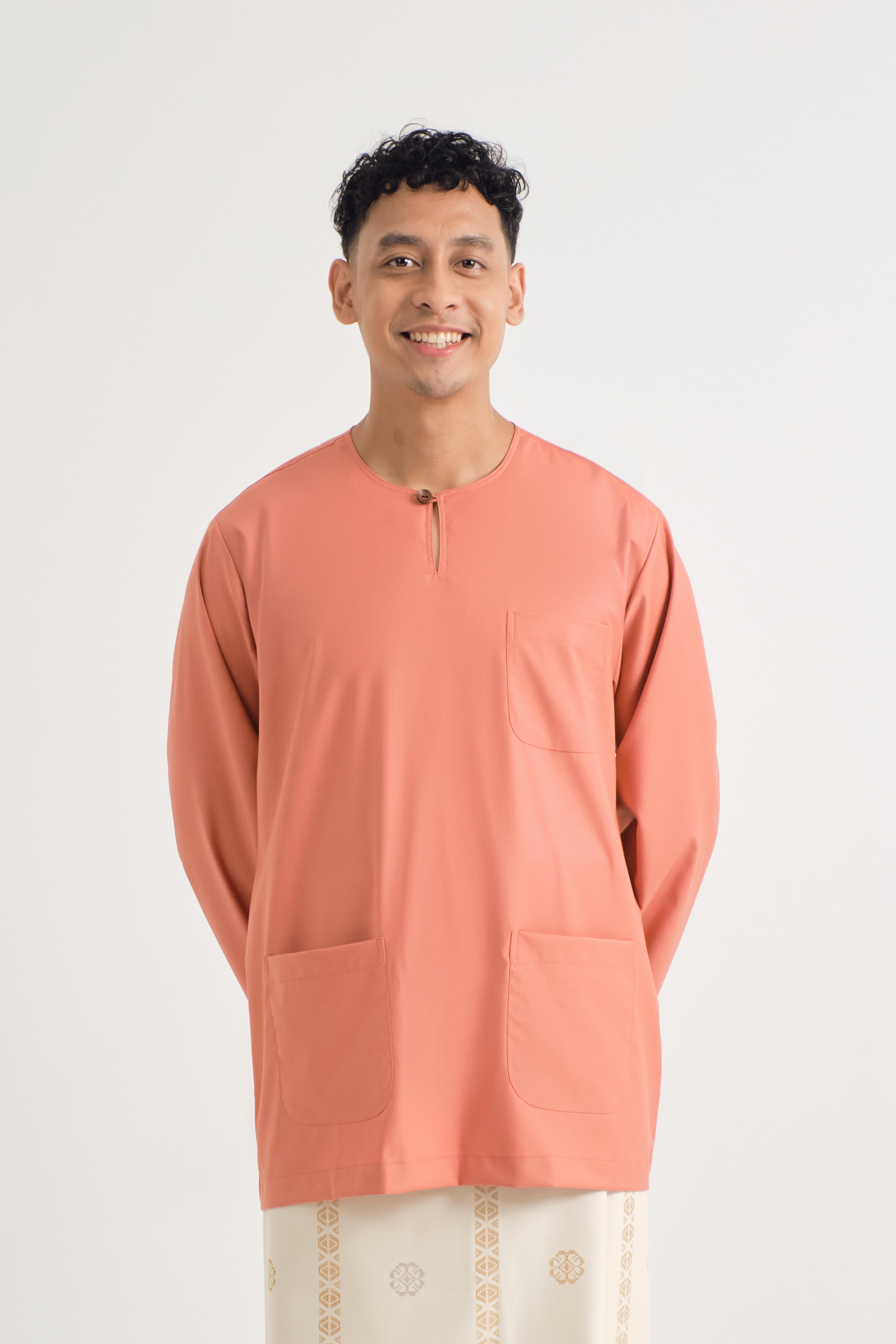 Patawali Classic Fit Baju Melayu Teluk Belanga - Pumpkin