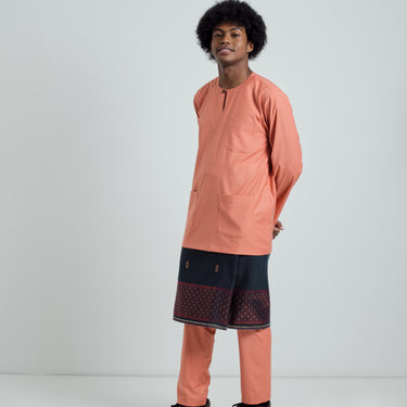 Patawali Classic Fit Baju Melayu Teluk Belanga - Pumpkin