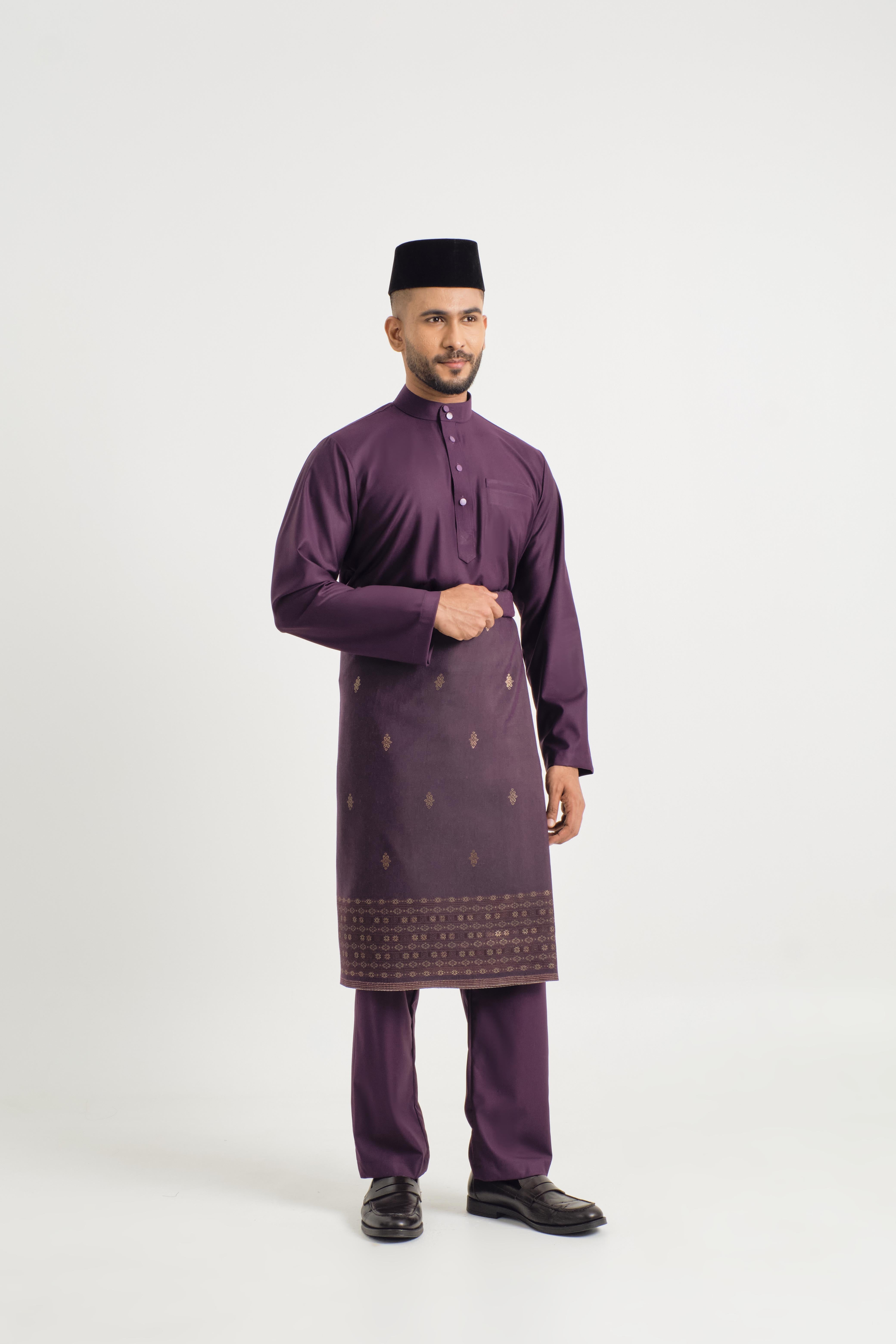 Patawali Baju Melayu Cekak Musang - Dark Purple