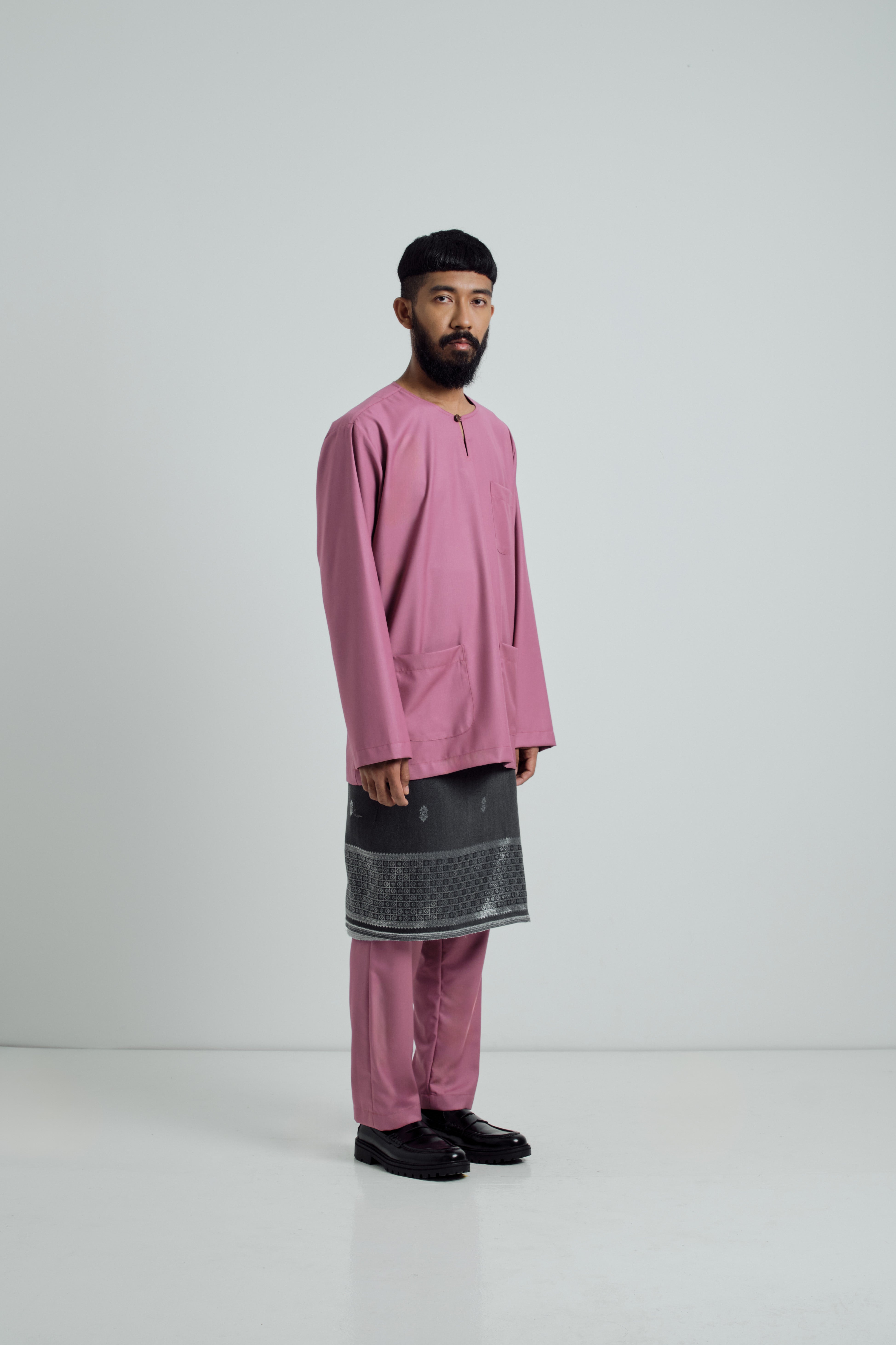 Patawali Classic Fit Baju Melayu Teluk Belanga - Rose Berry