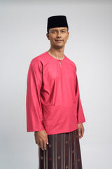 Patawali Modern Fit Baju Melayu Teluk Belanga - Rose Red
