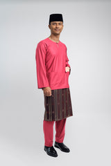 Patawali Modern Fit Baju Melayu Teluk Belanga - Rose Red