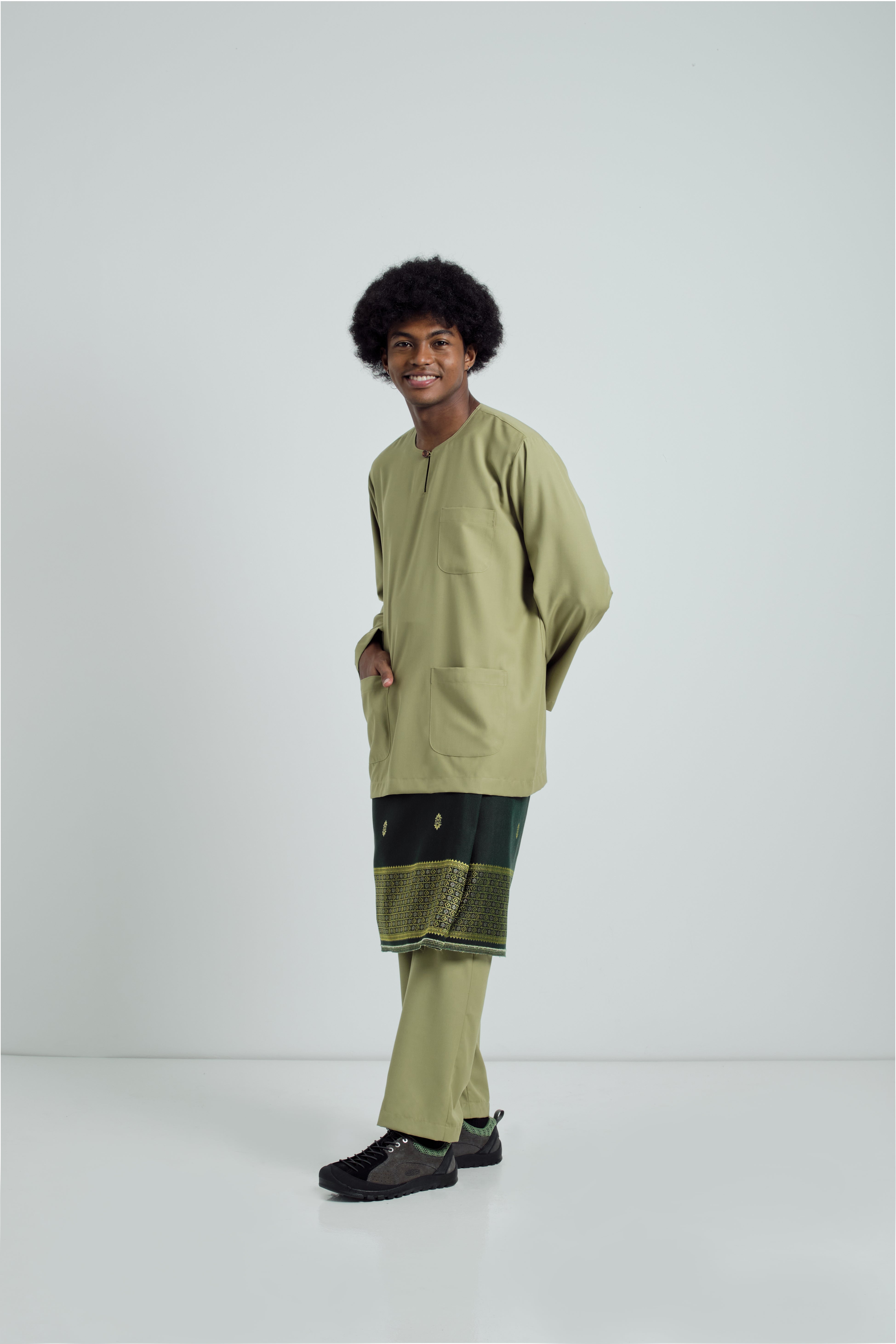 Patawali Classic Fit Baju Melayu Teluk Belanga - Sage Green