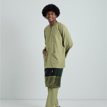 Patawali Classic Fit Baju Melayu Teluk Belanga - Sage Green