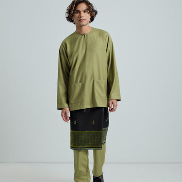 Patawali Modern Fit Baju Melayu Teluk Belanga - Sage Green