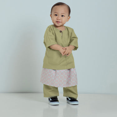 Patawali Baby Boys Baju Melayu Teluk Belanga - Sage Green