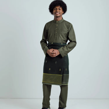 Patawali Baju Melayu Cekak Musang - Army Green