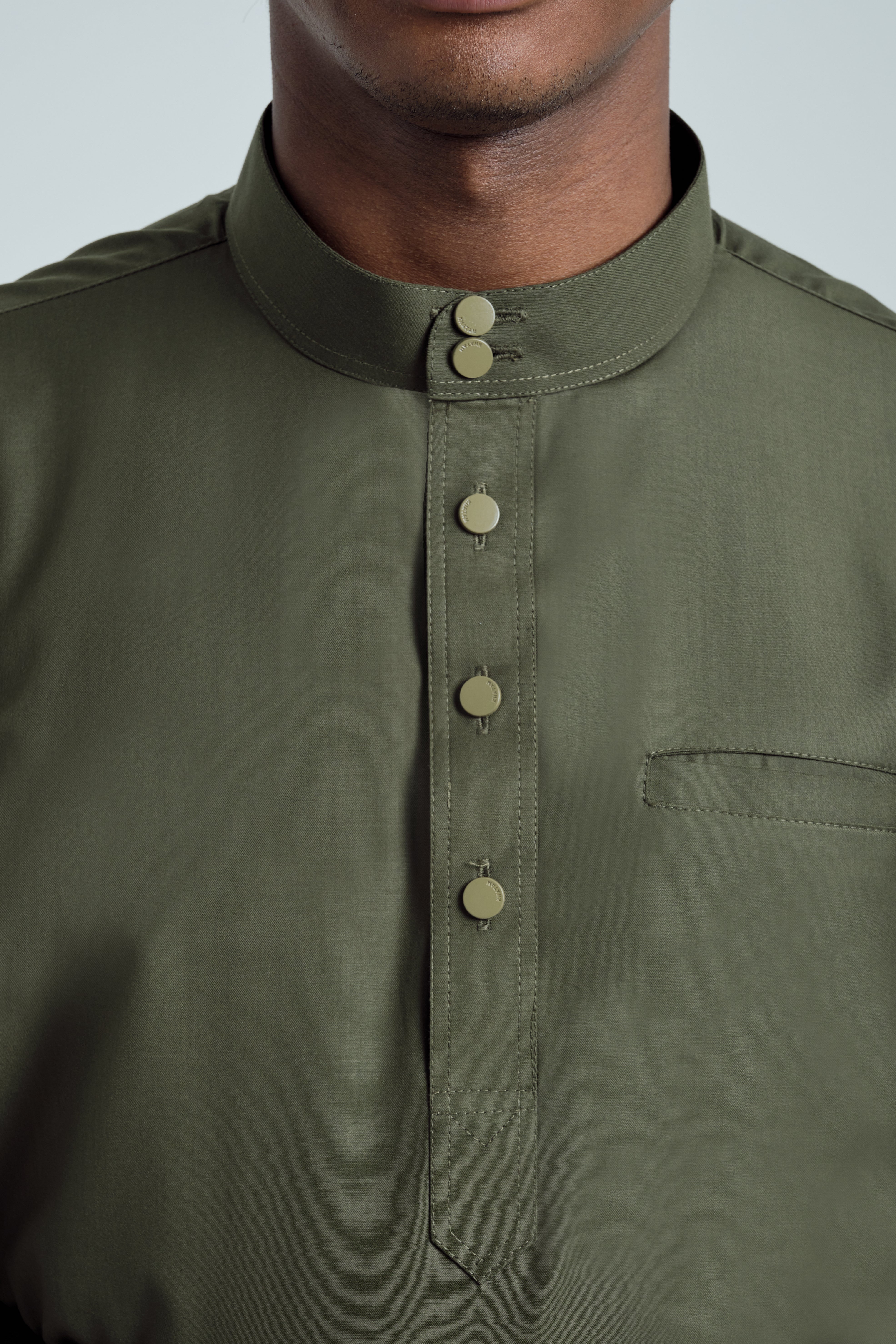 Patawali Baju Melayu Cekak Musang - Army Green