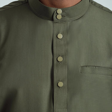 Patawali Baju Melayu Cekak Musang - Army Green