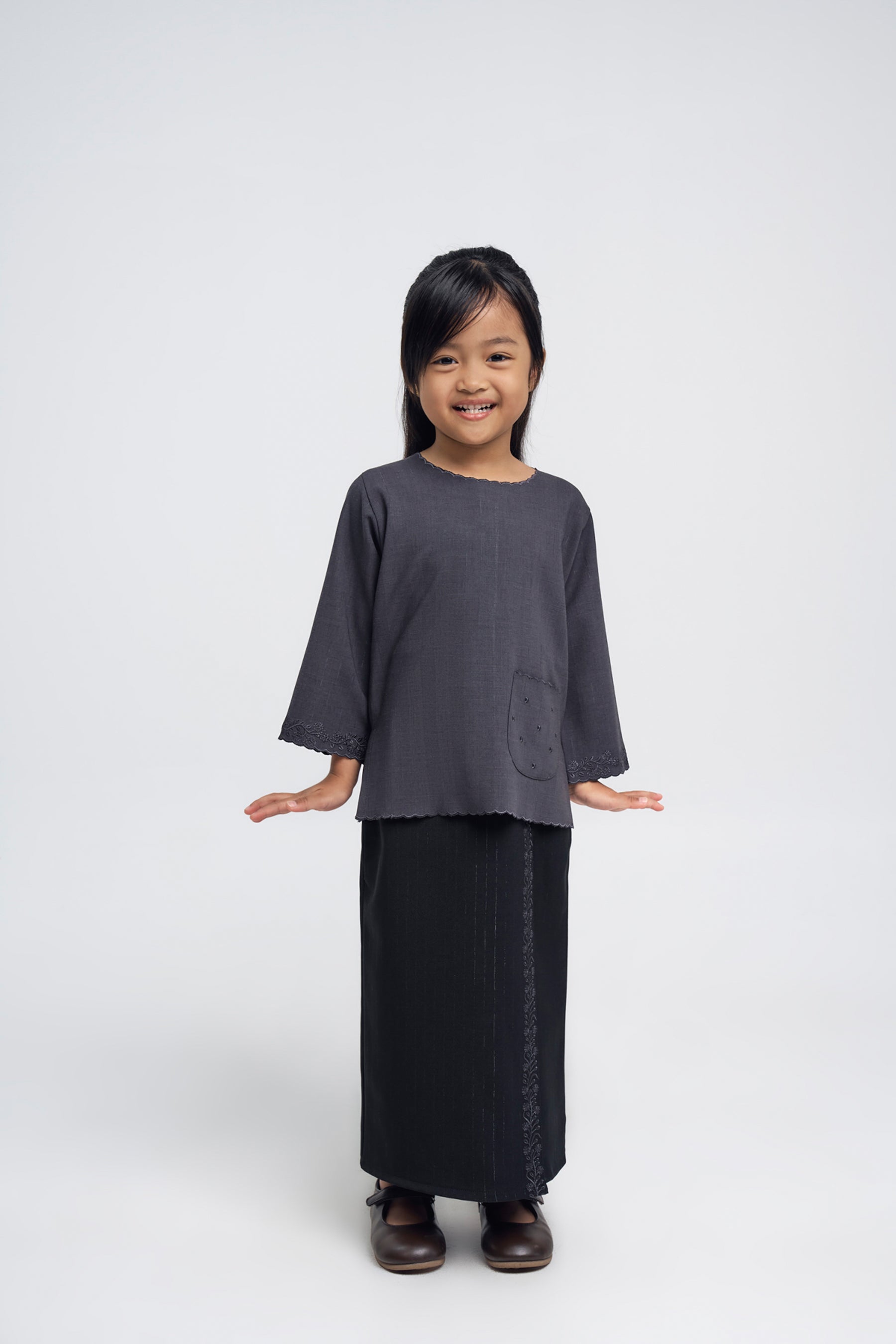 Setanjong Girls Baju Kurung - Black