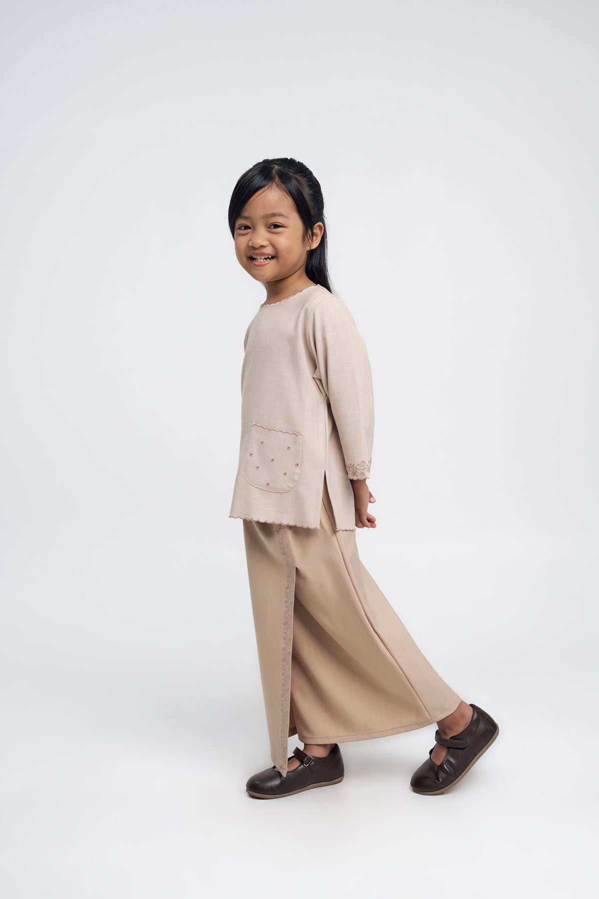 Setanjong Girls Baju Kurung - Beige