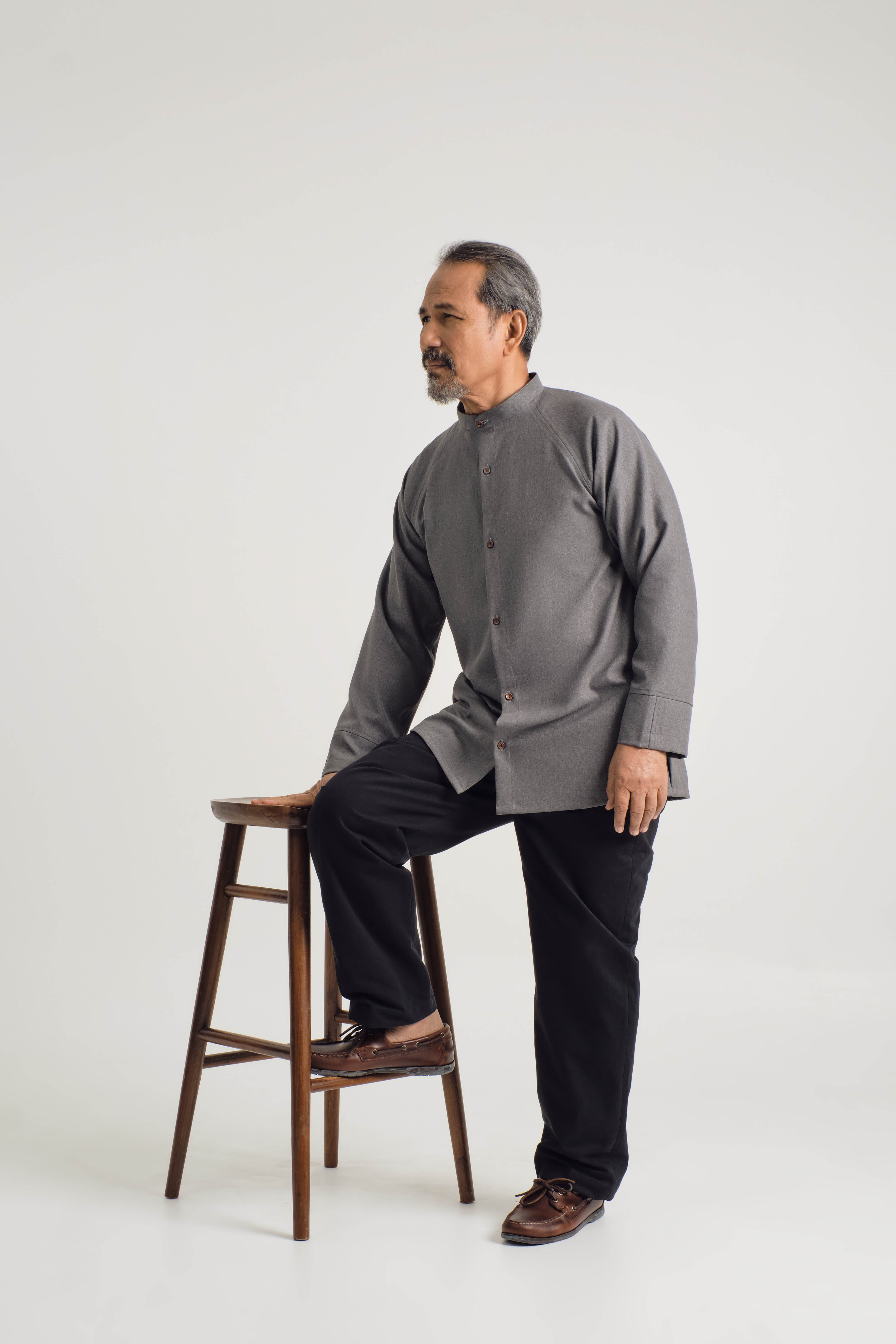 KHATAM x M.NASIR : Raglan Top - Slate Grey