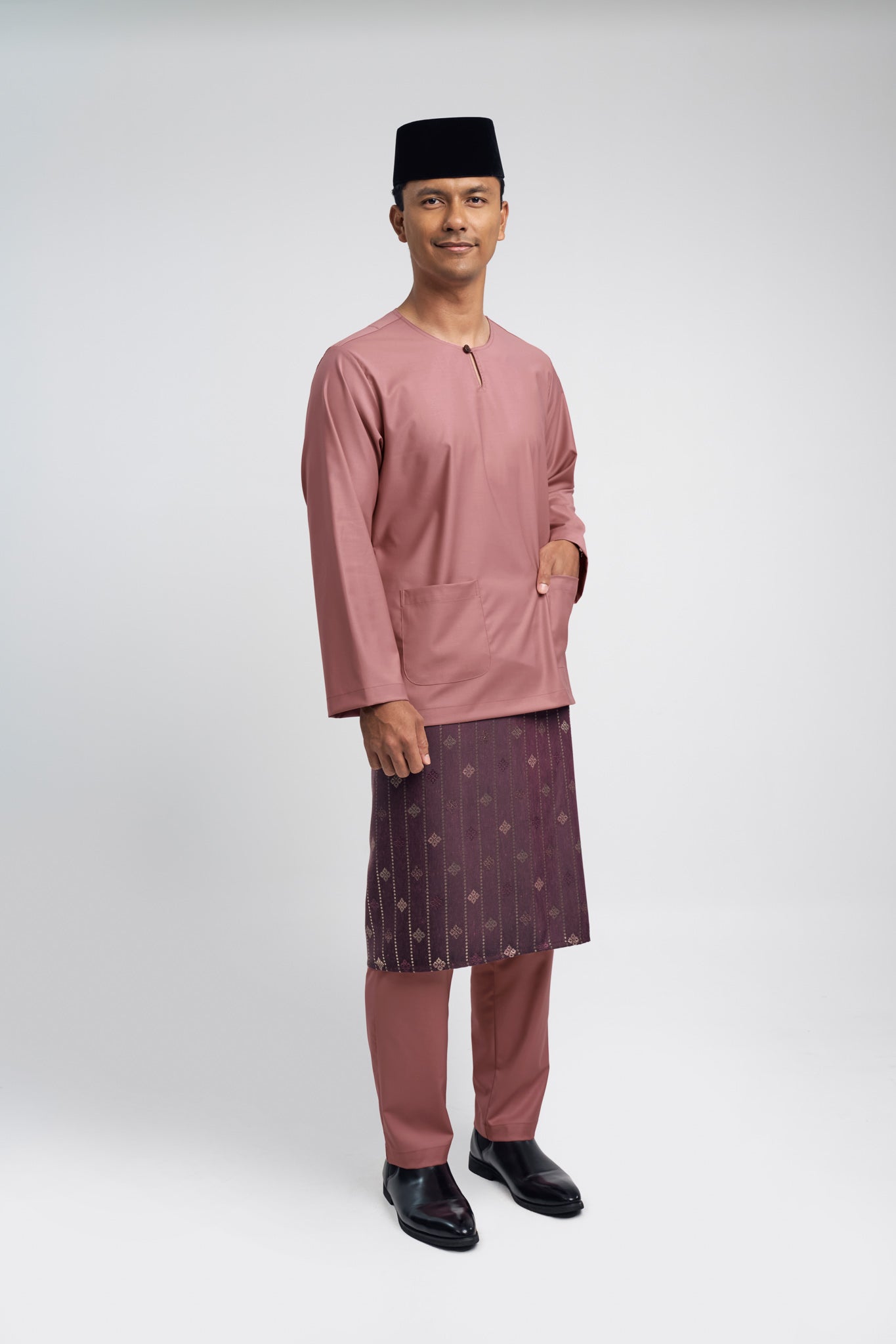 Patawali Modern Fit Baju Melayu Teluk Belanga - Smokey Pink