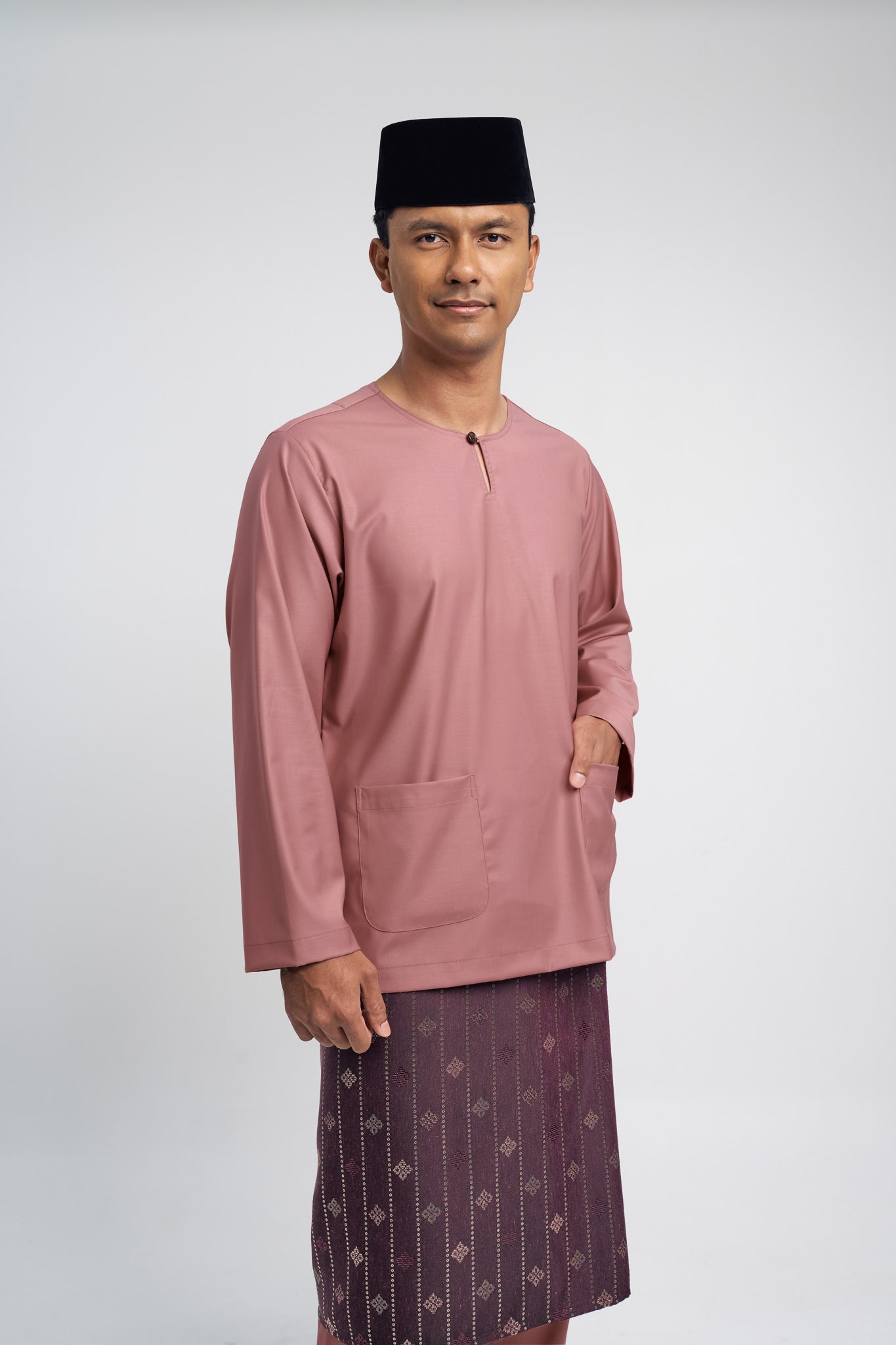 Patawali Modern Fit Baju Melayu Teluk Belanga - Smokey Pink