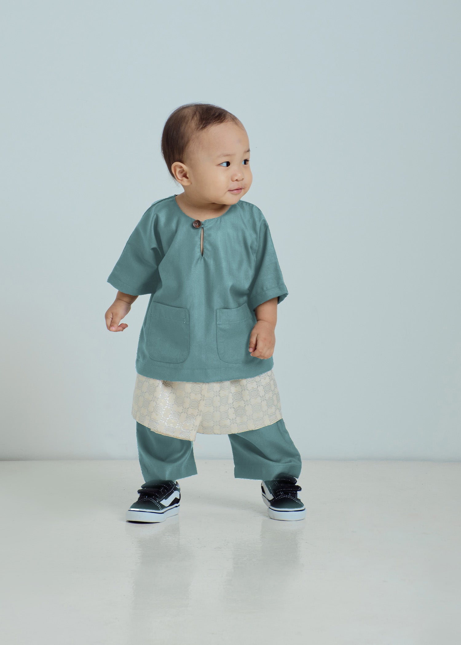 Patawali Baby Boys Baju Melayu Teluk Belanga - Soft Teal Green