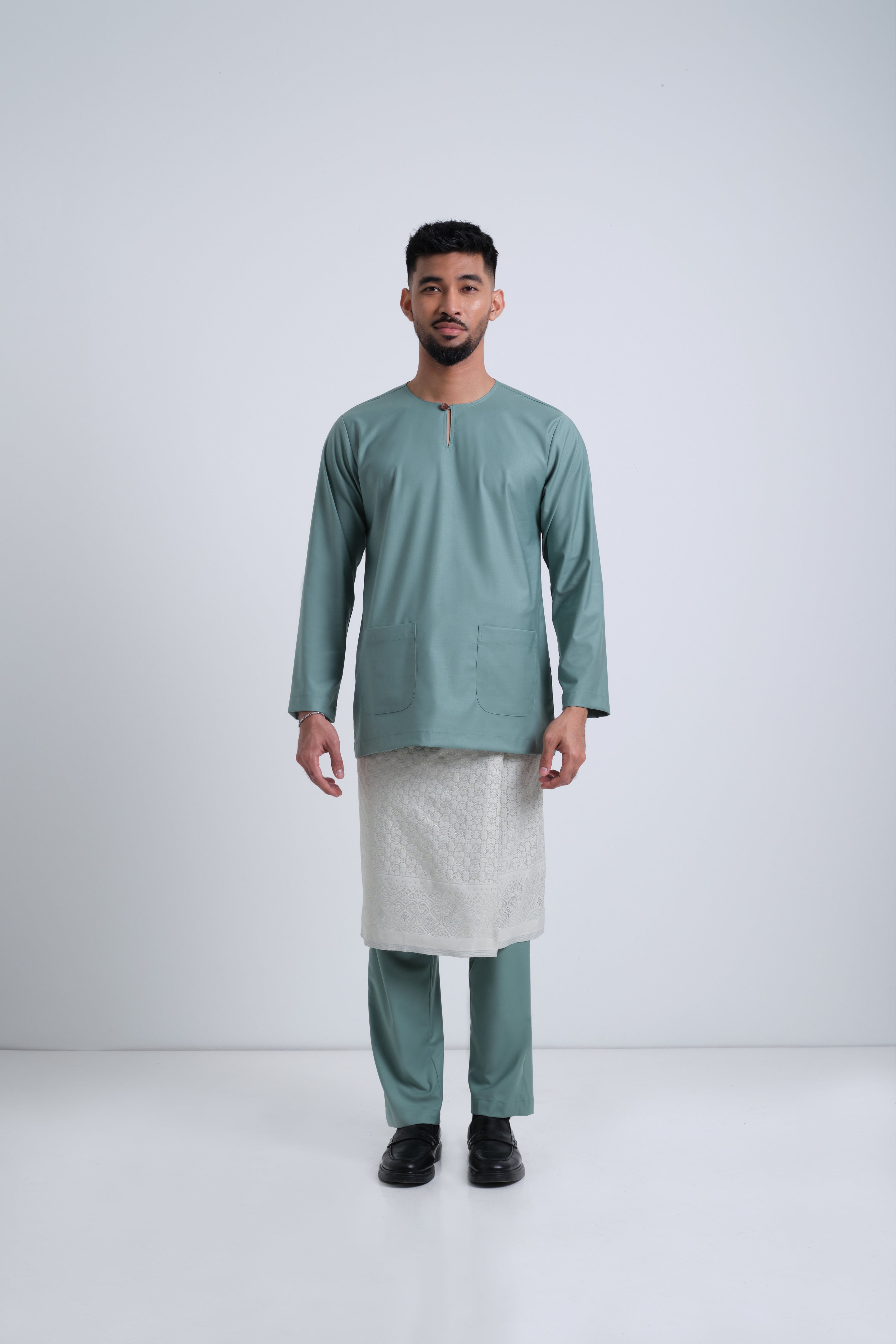 Patawali Modern Fit Baju Melayu Teluk Belanga - Soft Teal Green