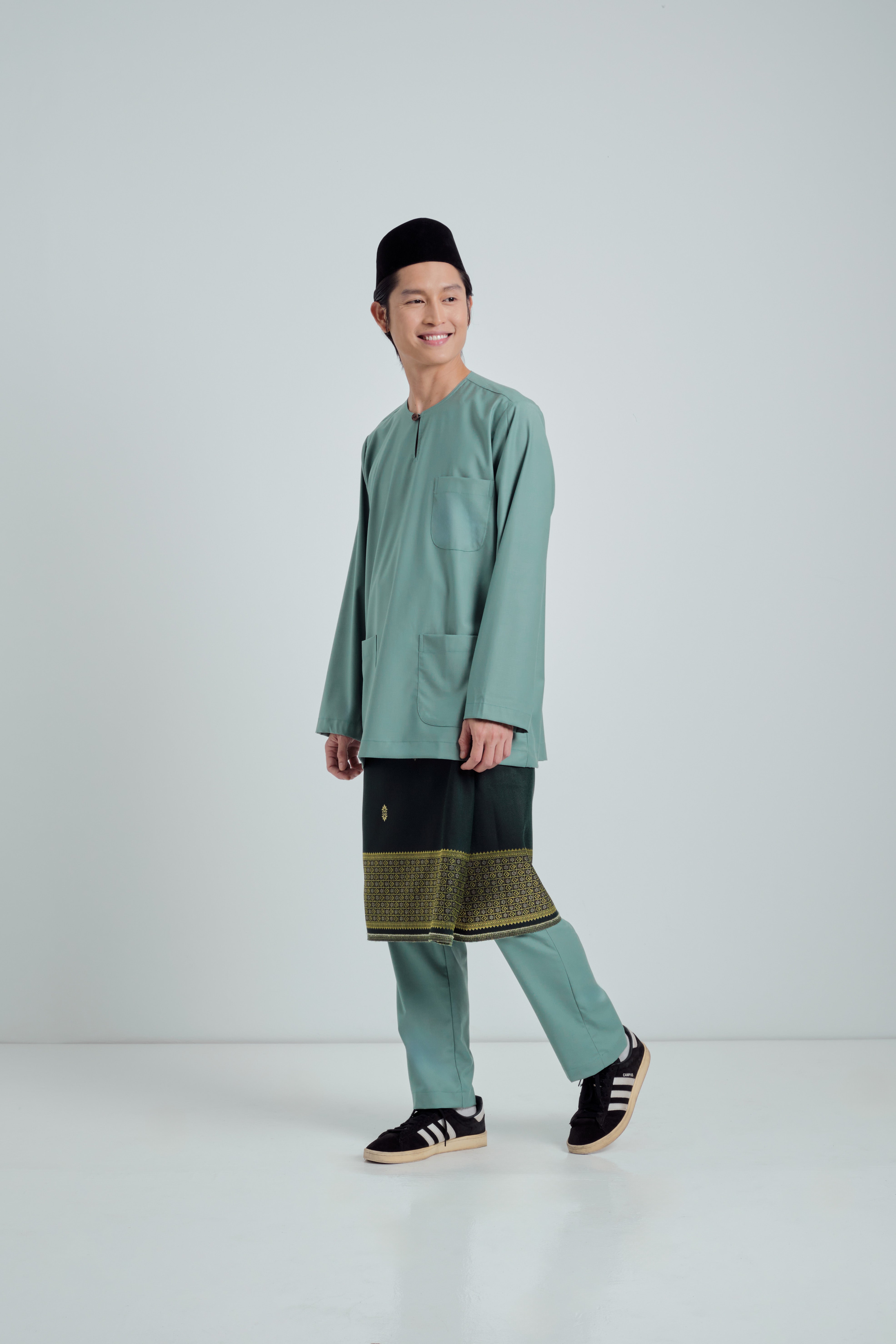 Patawali Classic Fit Baju Melayu Teluk Belanga - Soft Teal Green