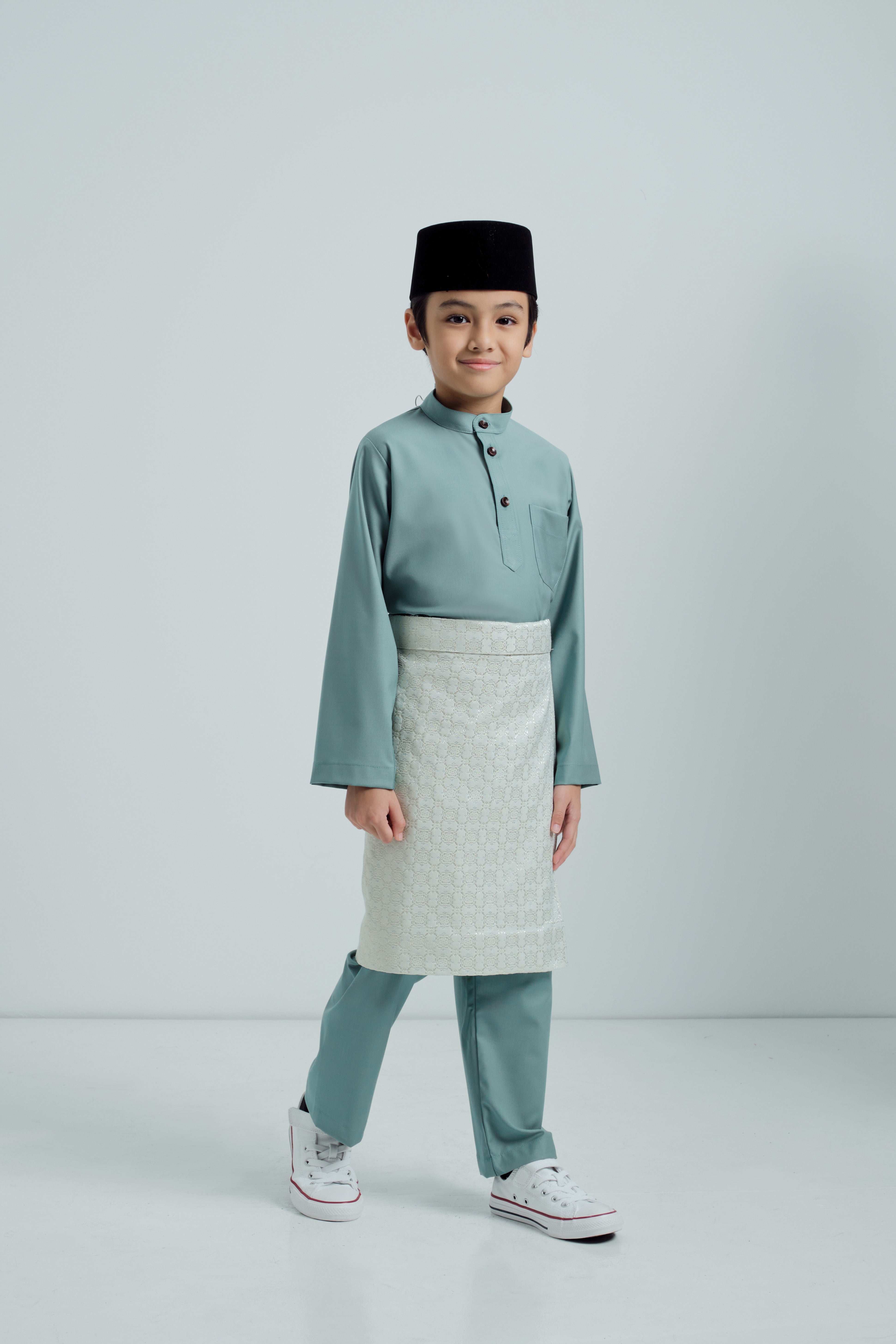 Patawali Boys Baju Melayu Cekak Musang - Soft Teal Green