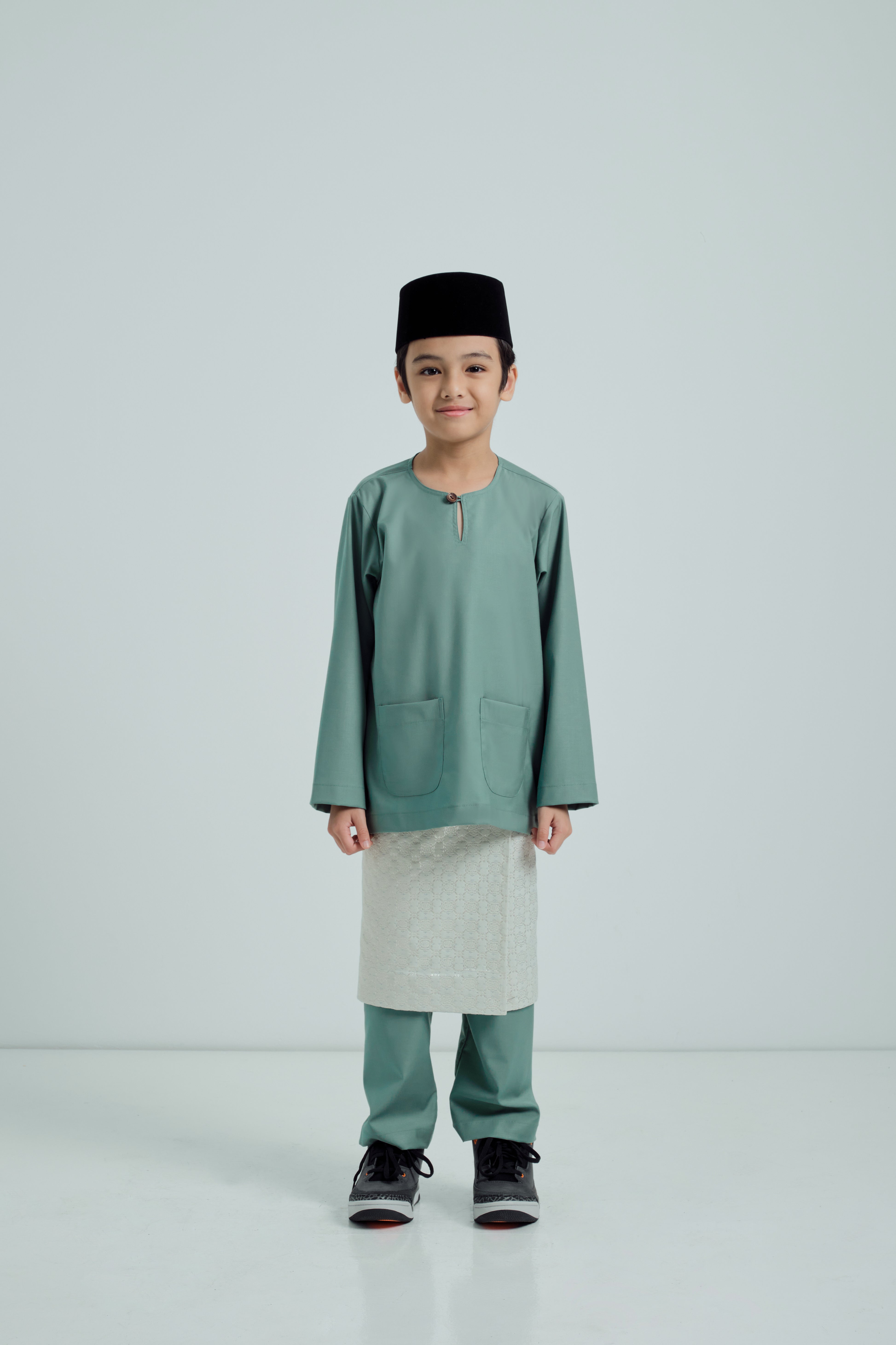 Patawali Boys Baju Melayu Teluk Belanga - Soft Teal Green