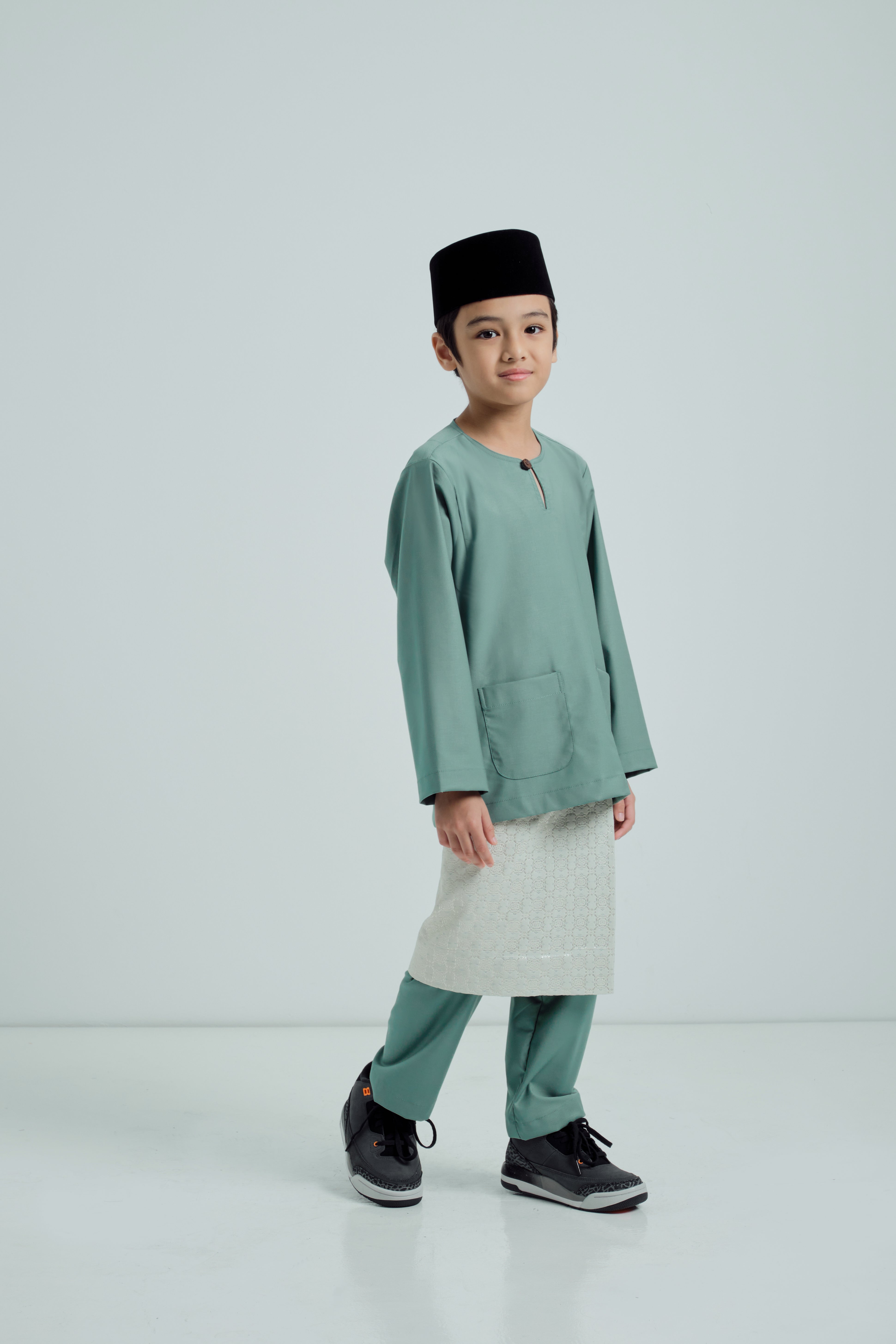 Patawali Boys Baju Melayu Teluk Belanga - Soft Teal Green