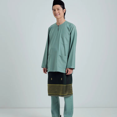 Patawali Classic Fit Baju Melayu Teluk Belanga - Soft Teal Green