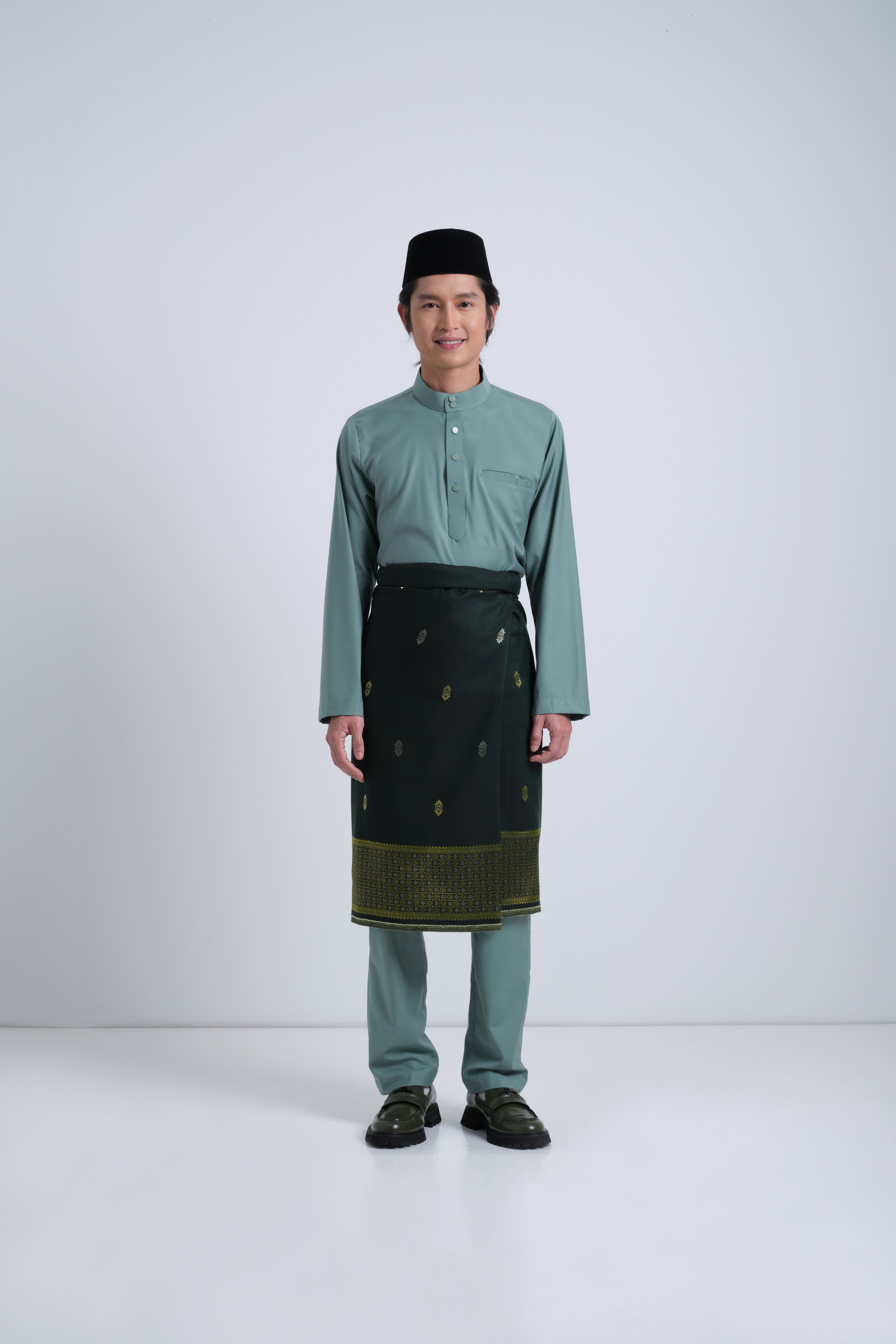 Patawali Baju Melayu Cekak Musang - Soft Teal Green
