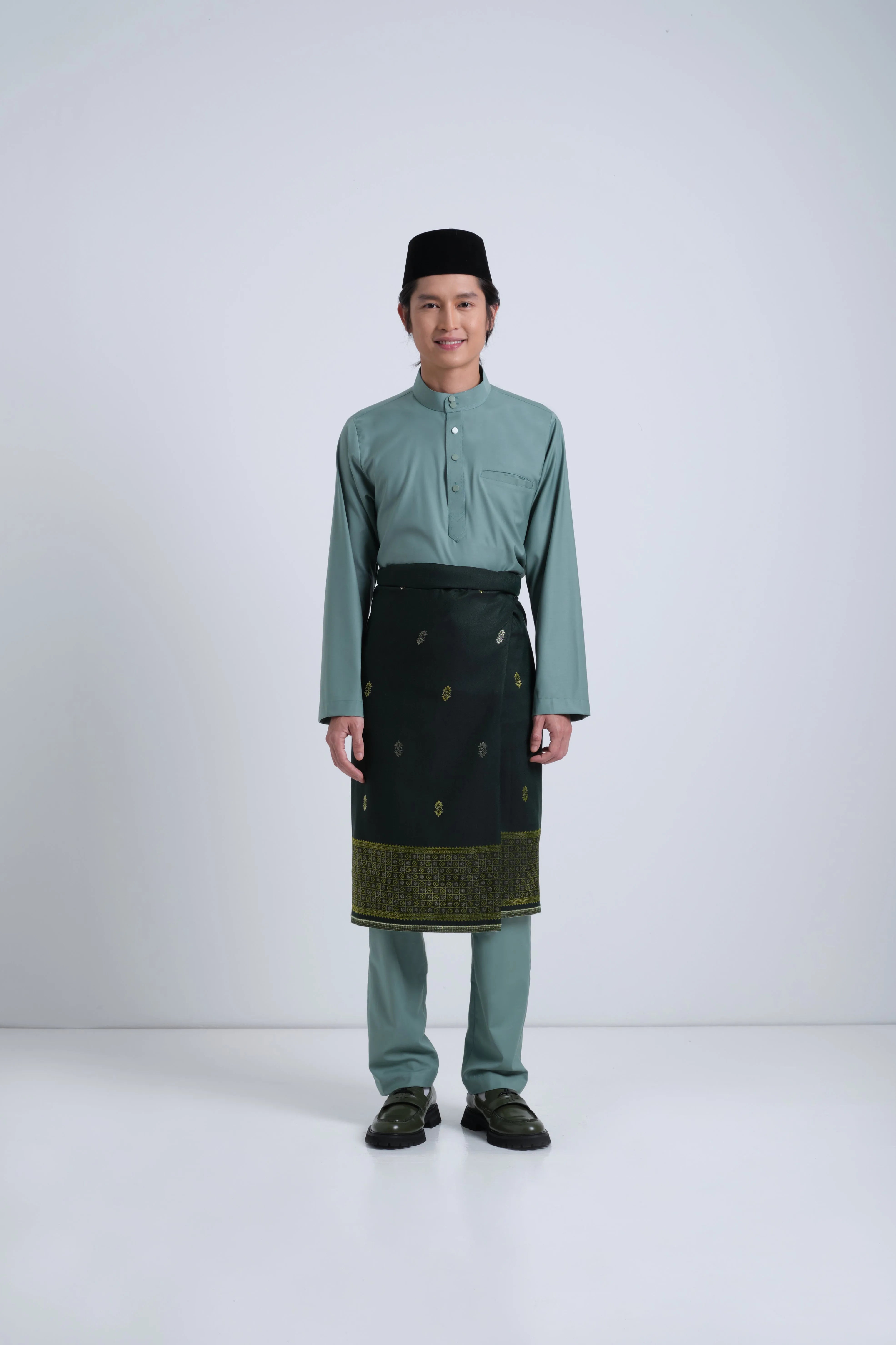 Patawali Baju Melayu Cekak Musang - Soft Teal Green