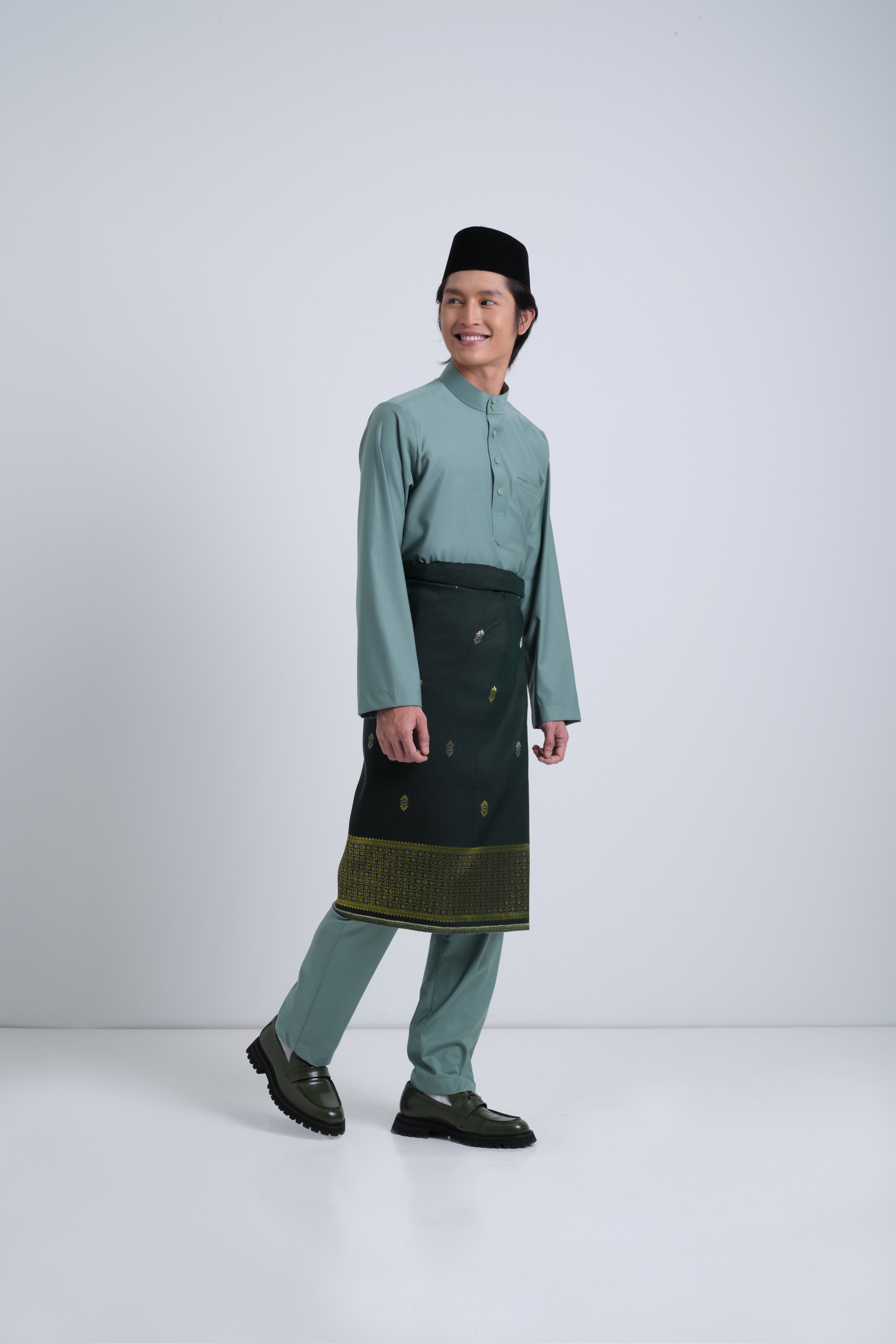 Patawali Baju Melayu Cekak Musang - Soft Teal Green