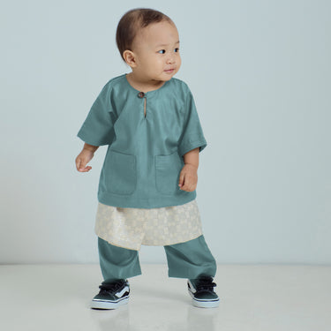 Patawali Baby Boys Baju Melayu Teluk Belanga - Soft Teal Green