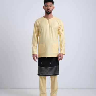 Patawali Modern Fit Baju Melayu Teluk Belanga - Soft Yellow