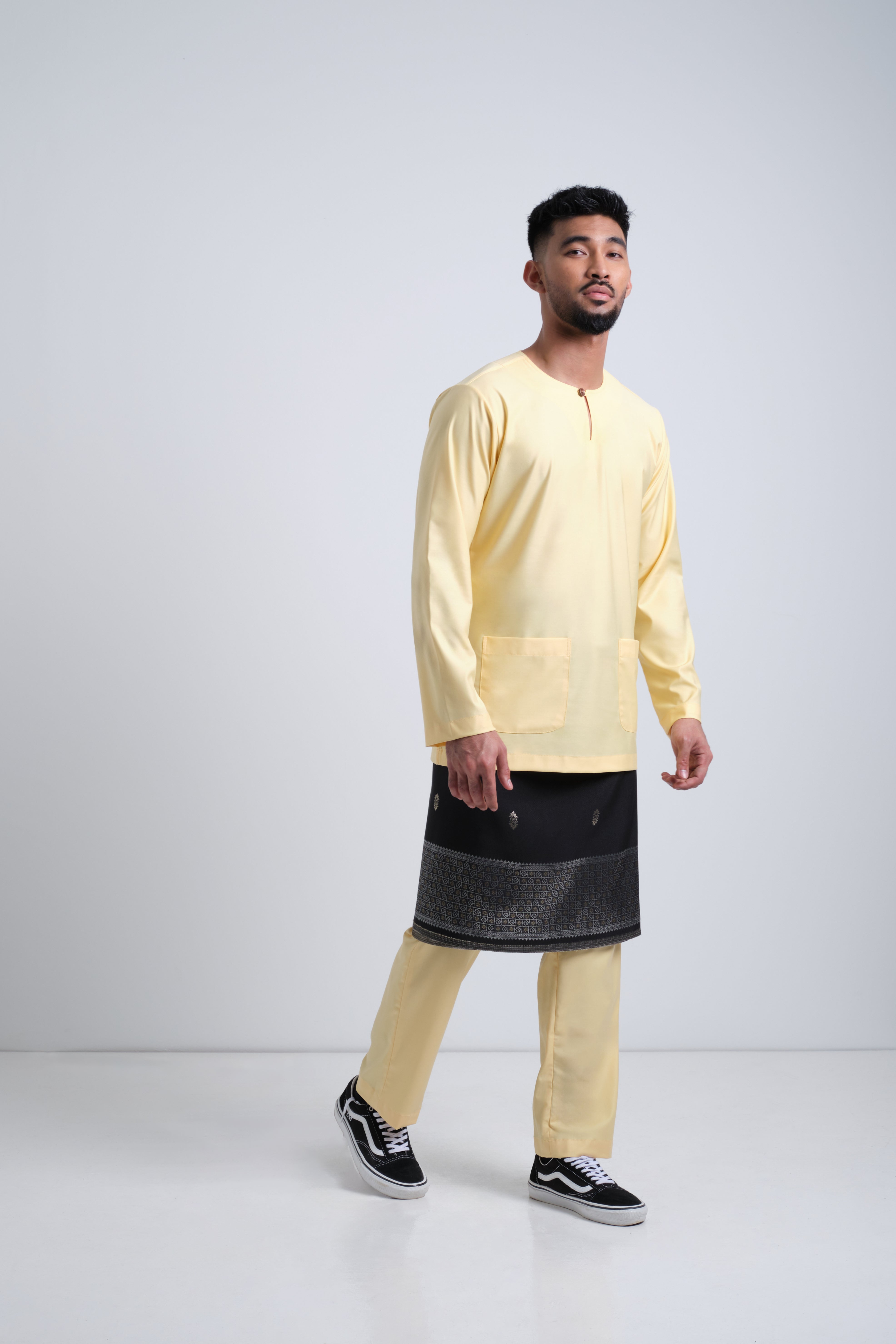 Patawali Modern Fit Baju Melayu Teluk Belanga - Soft Yellow