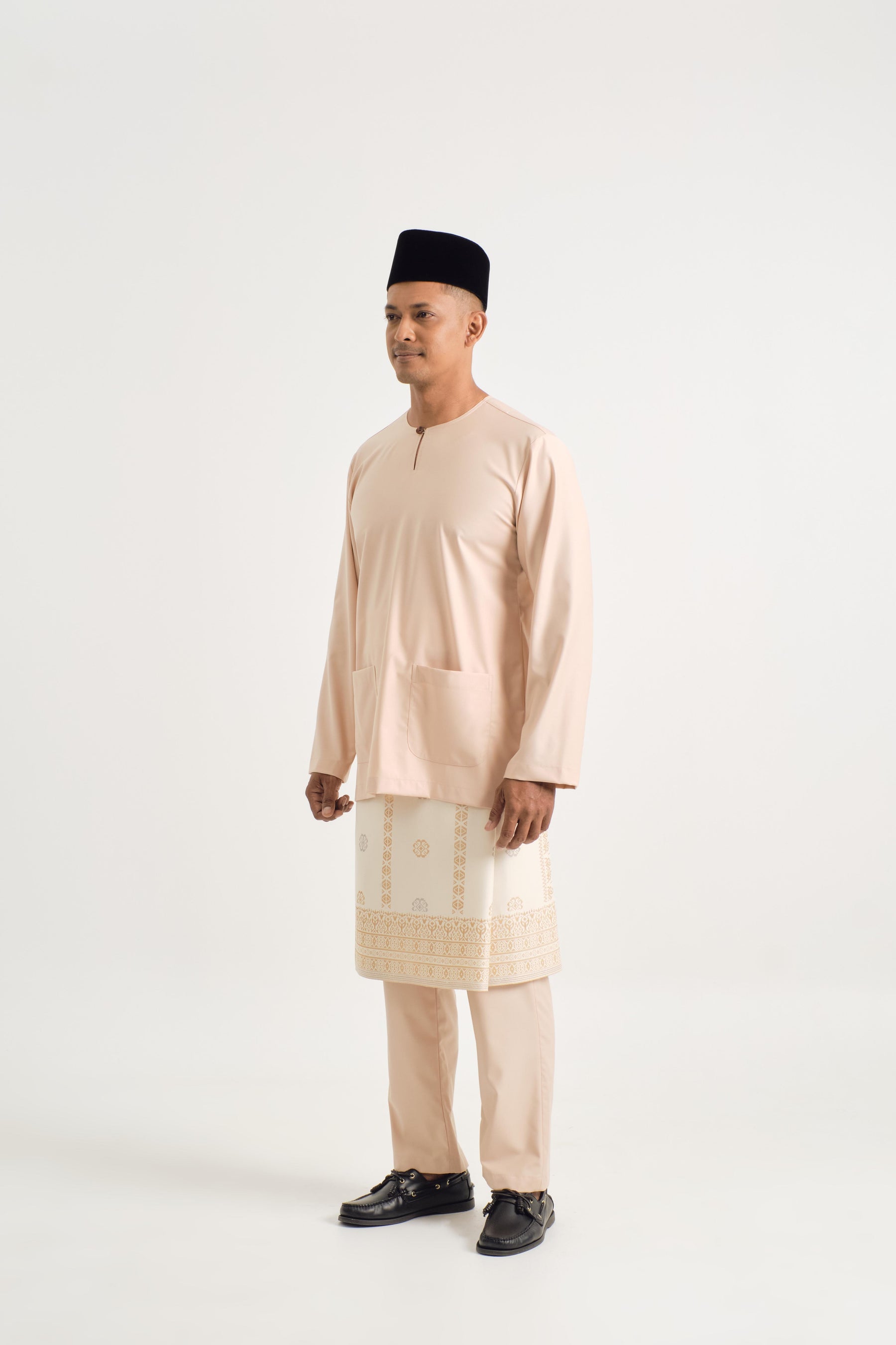 Patawali Modern Fit Baju Melayu Teluk Belanga - Soft Peach