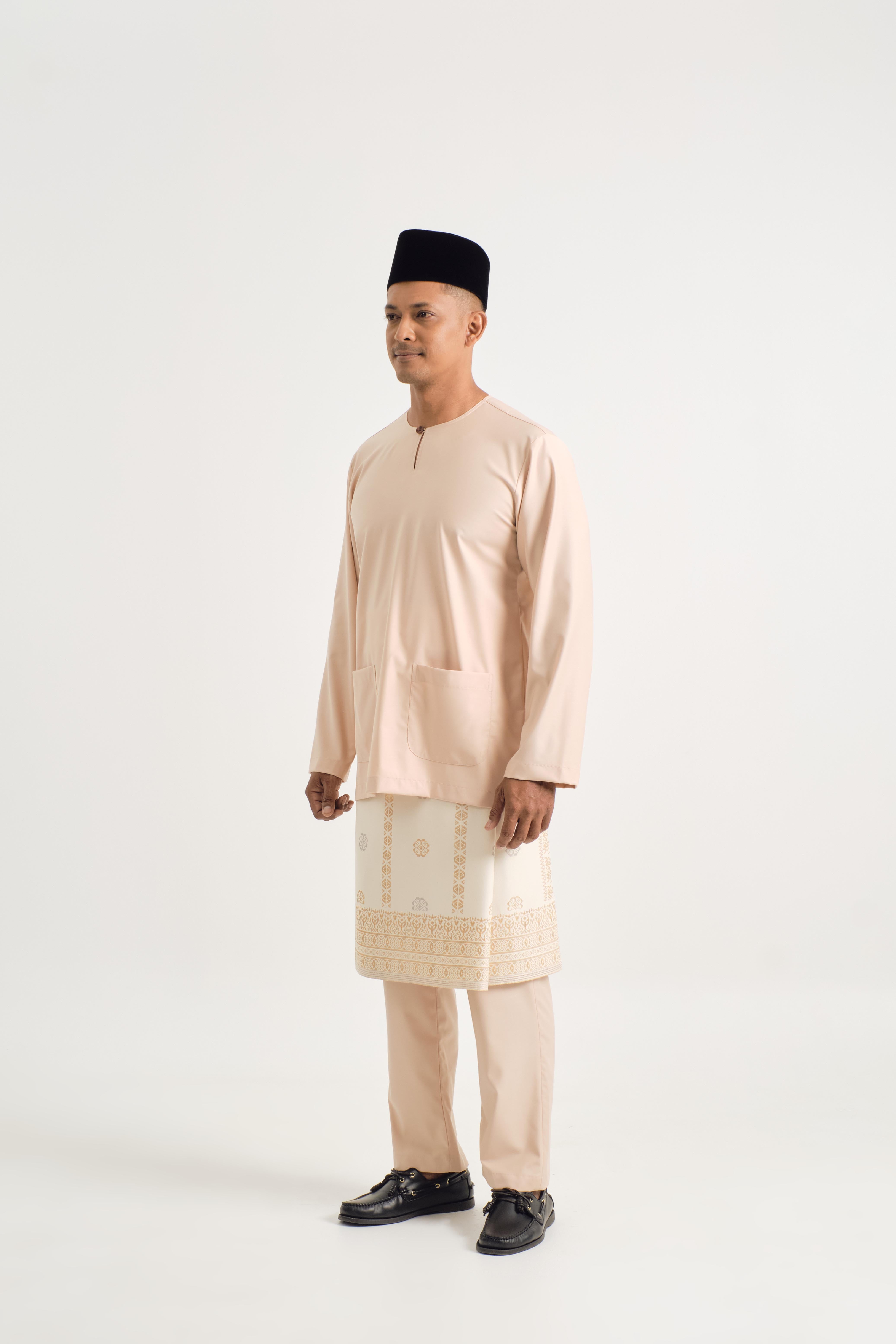 Patawali Modern Fit Baju Melayu Teluk Belanga - Soft Peach