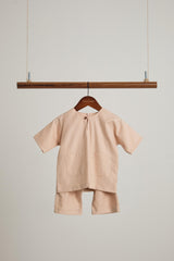 Patawali Baby Boys Baju Melayu Teluk Belanga - Soft Peach