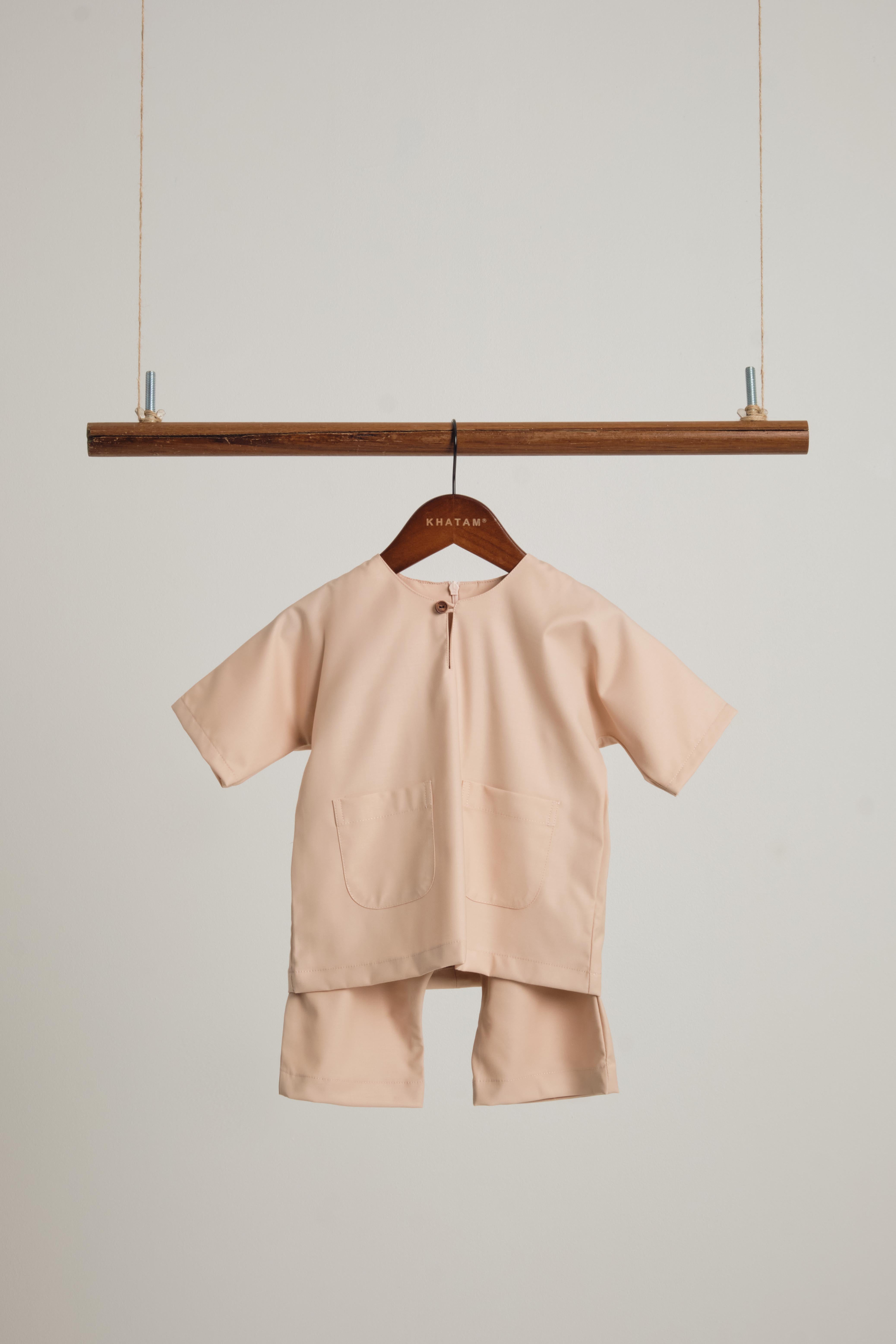 Patawali Baby Boys Baju Melayu Teluk Belanga - Soft Peach