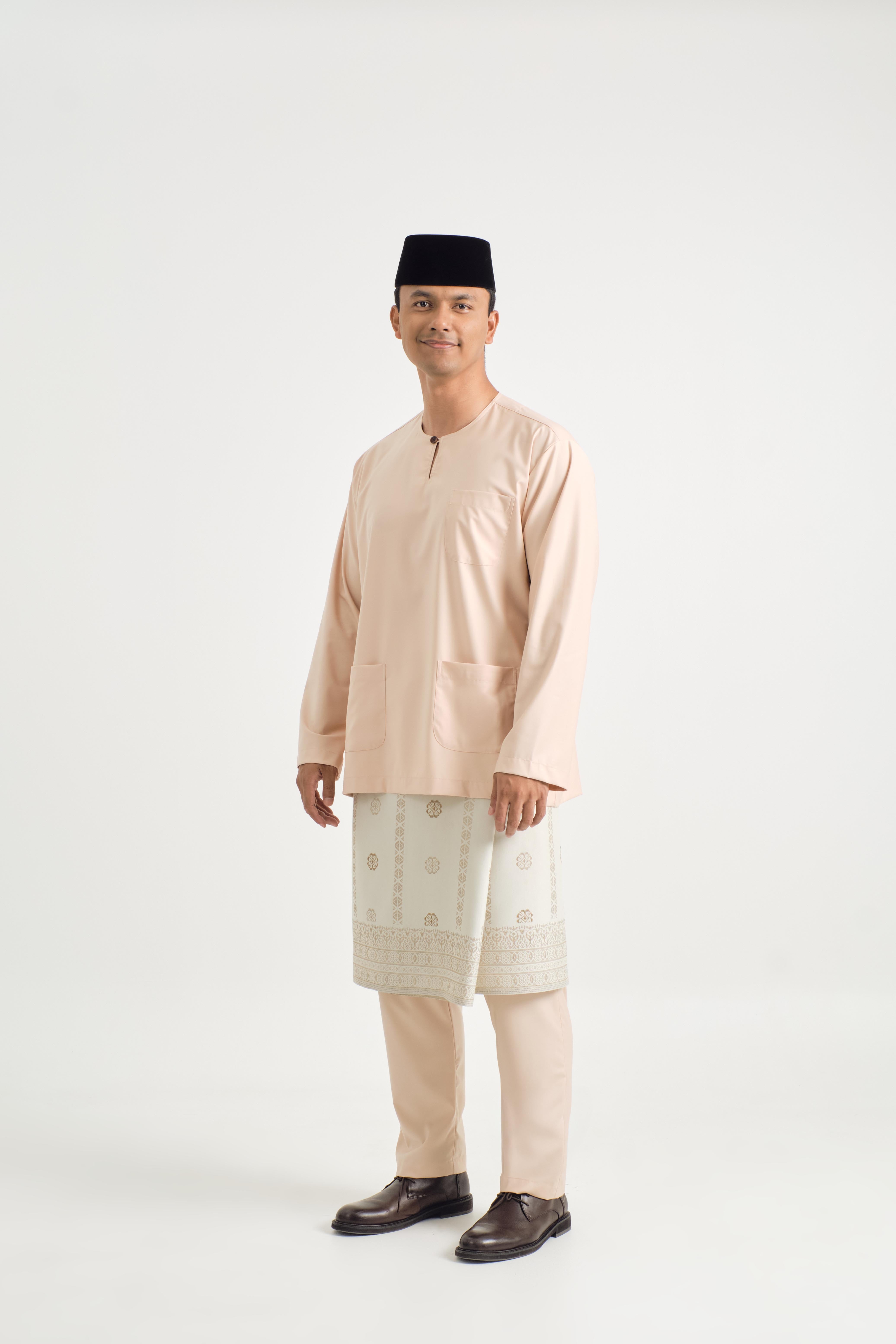 Patawali Classic Fit Baju Melayu Teluk Belanga - Soft Peach