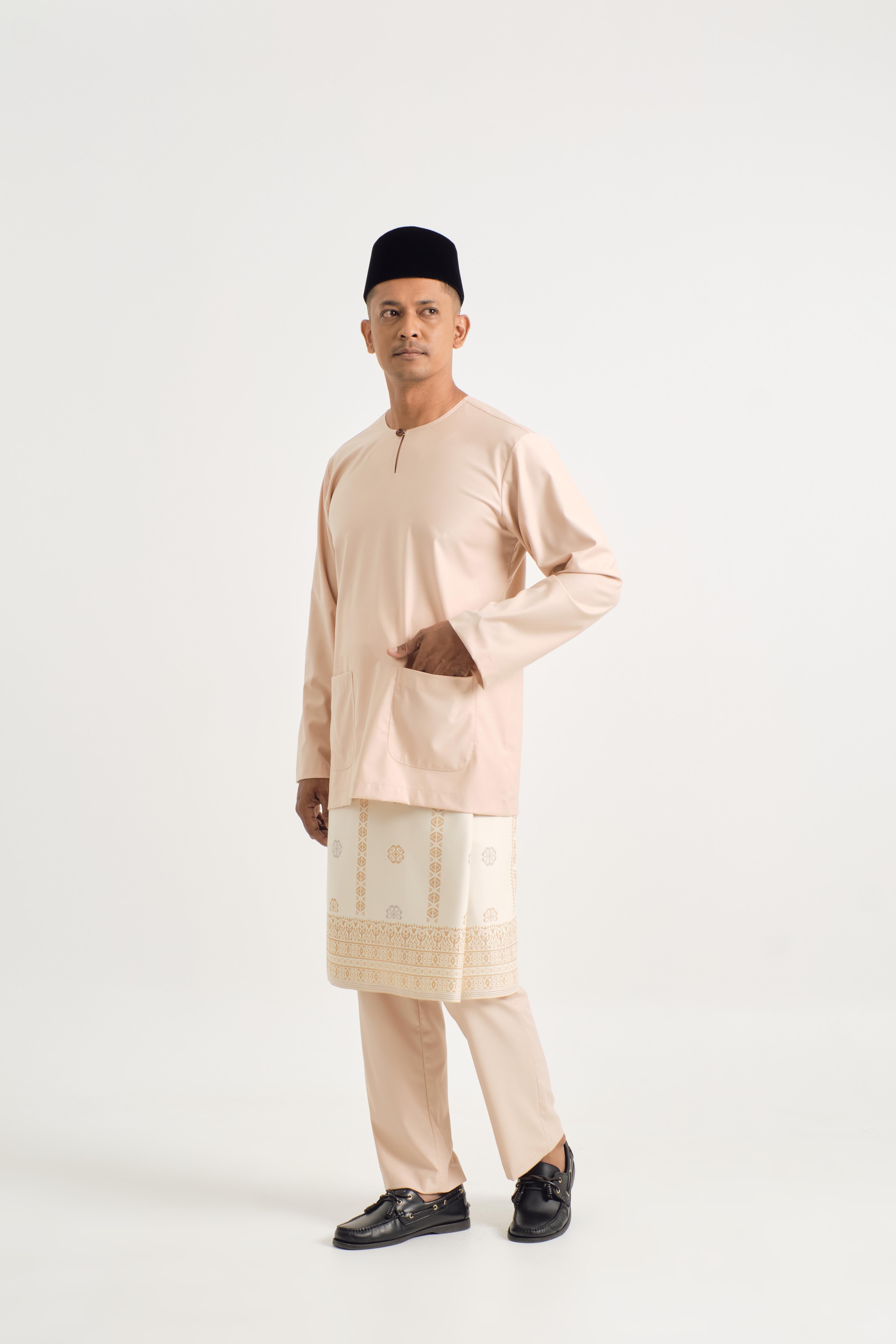 Patawali Modern Fit Baju Melayu Teluk Belanga - Soft Peach