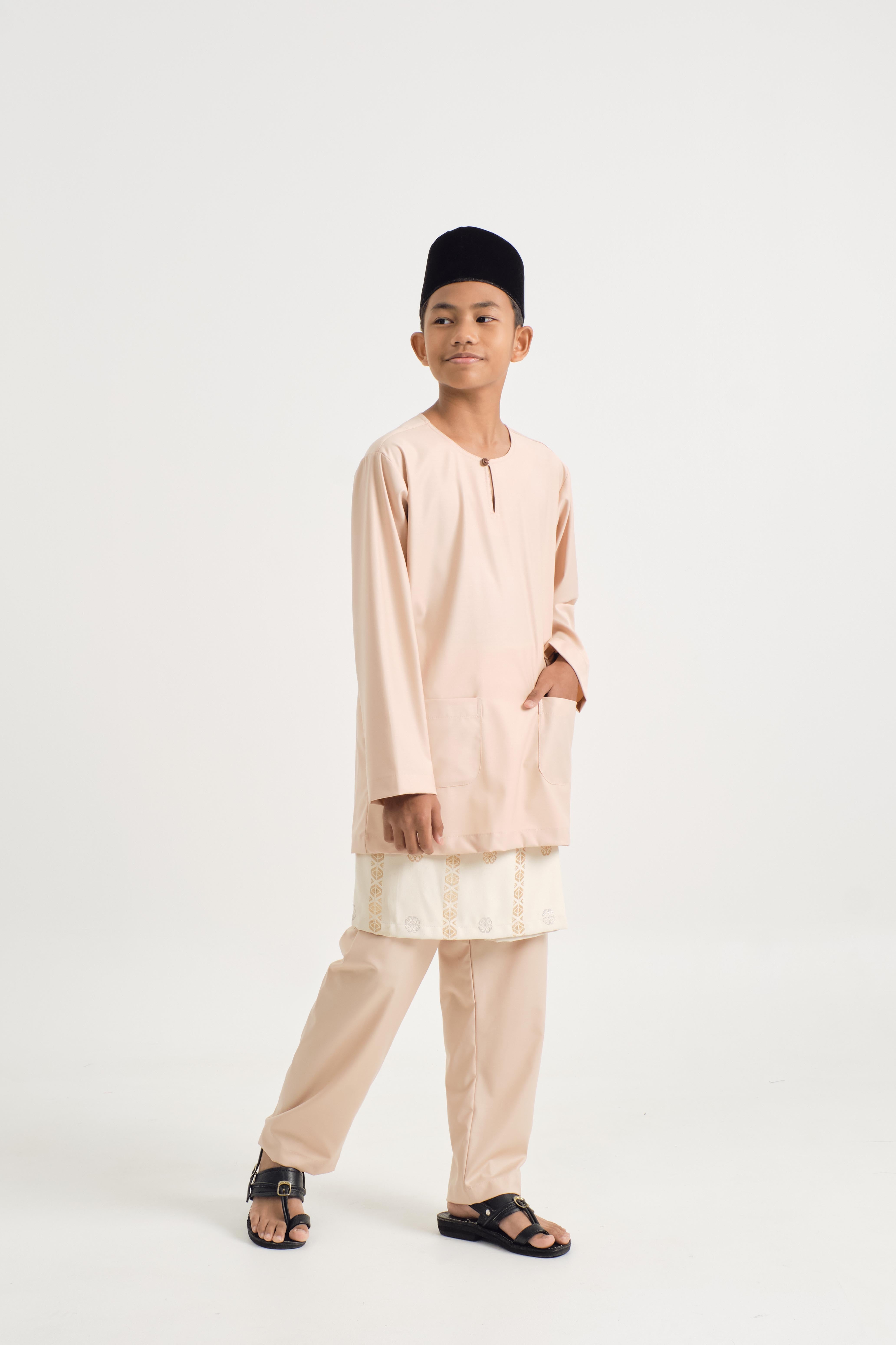 Patawali Boys Baju Melayu Teluk Belanga - Soft Peach