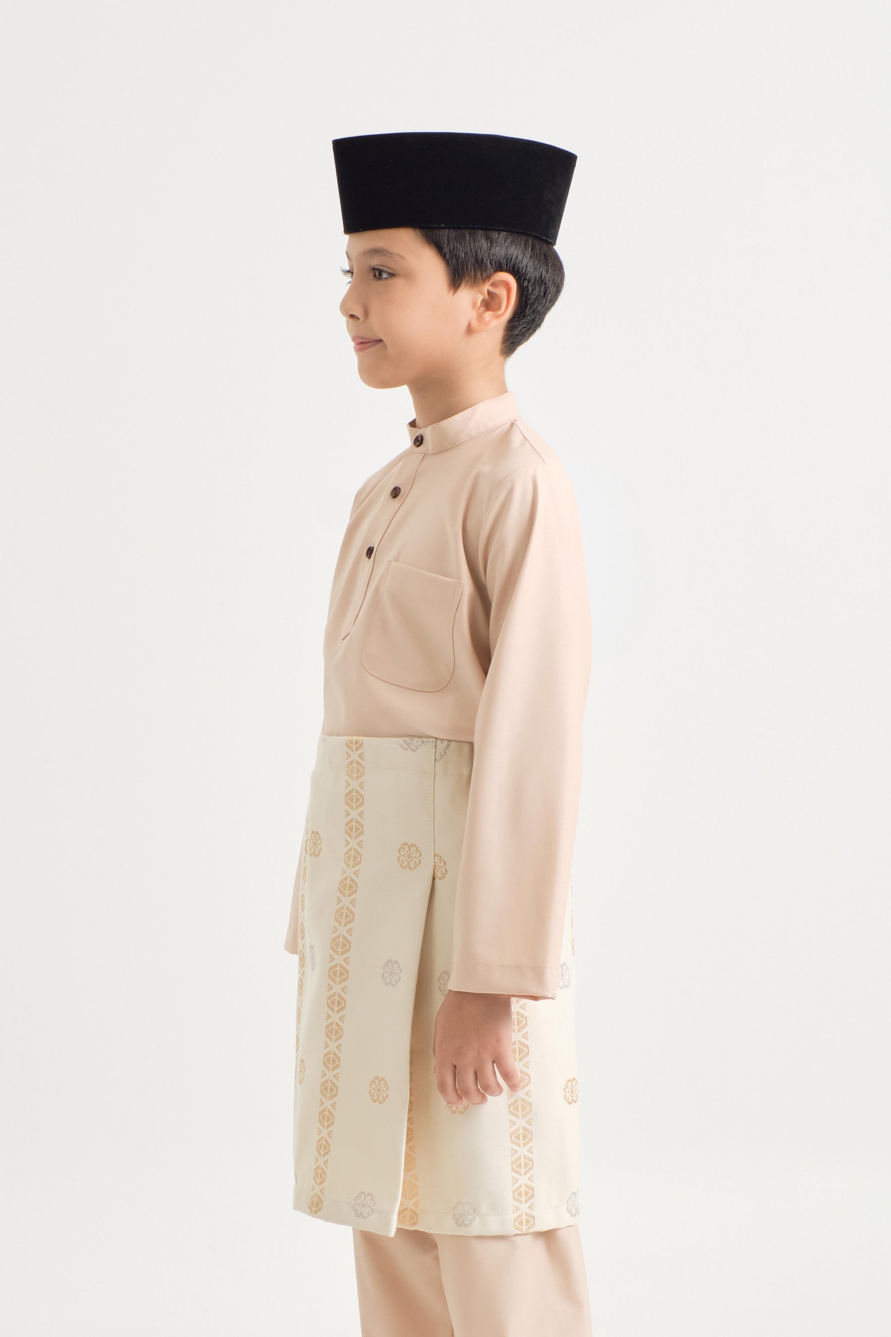 Patawali Boys Baju Melayu Cekak Musang - Soft Peach
