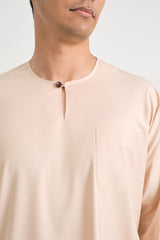 Patawali Classic Fit Baju Melayu Teluk Belanga - Soft Peach