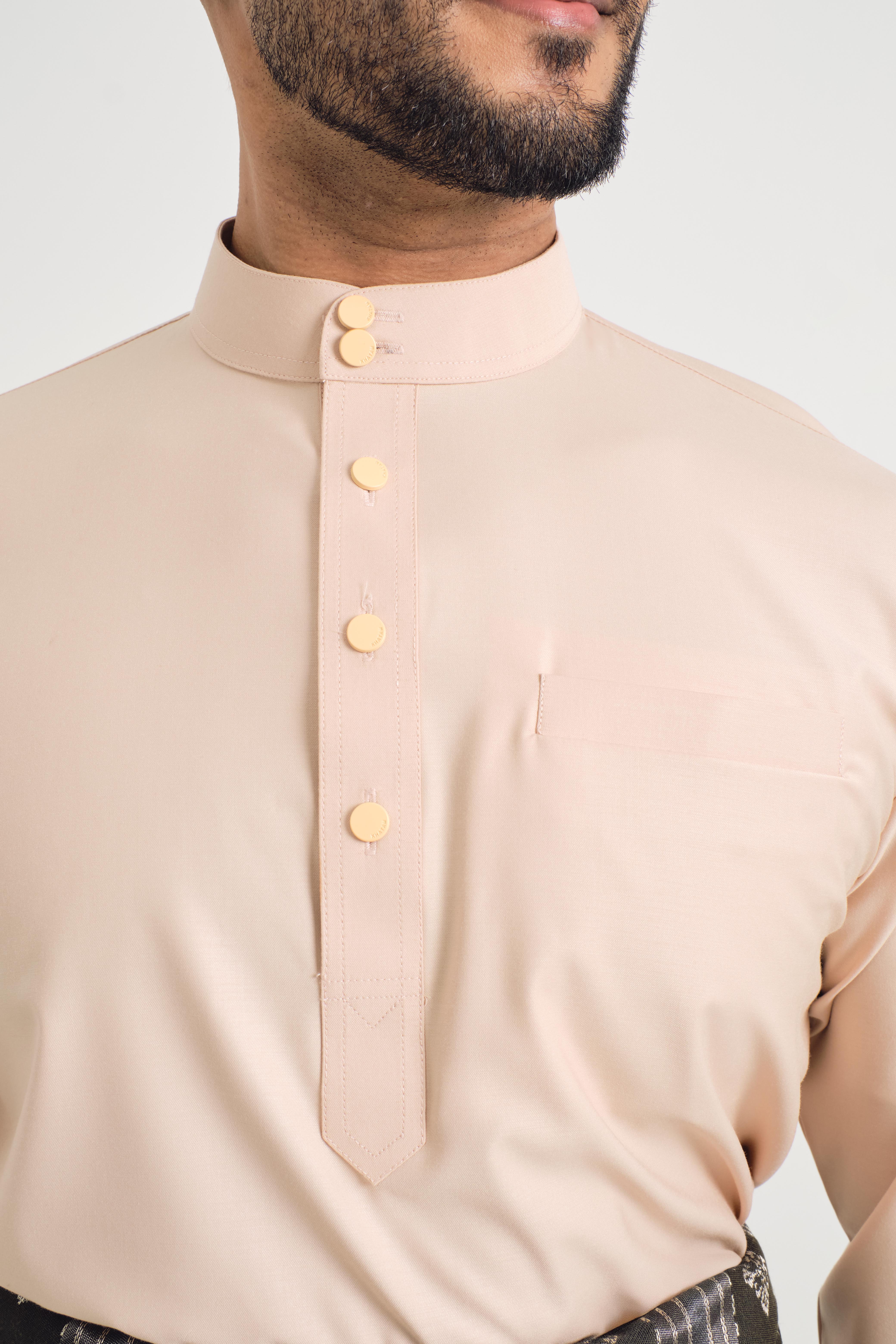 Patawali Baju Melayu Cekak Musang - Soft Peach