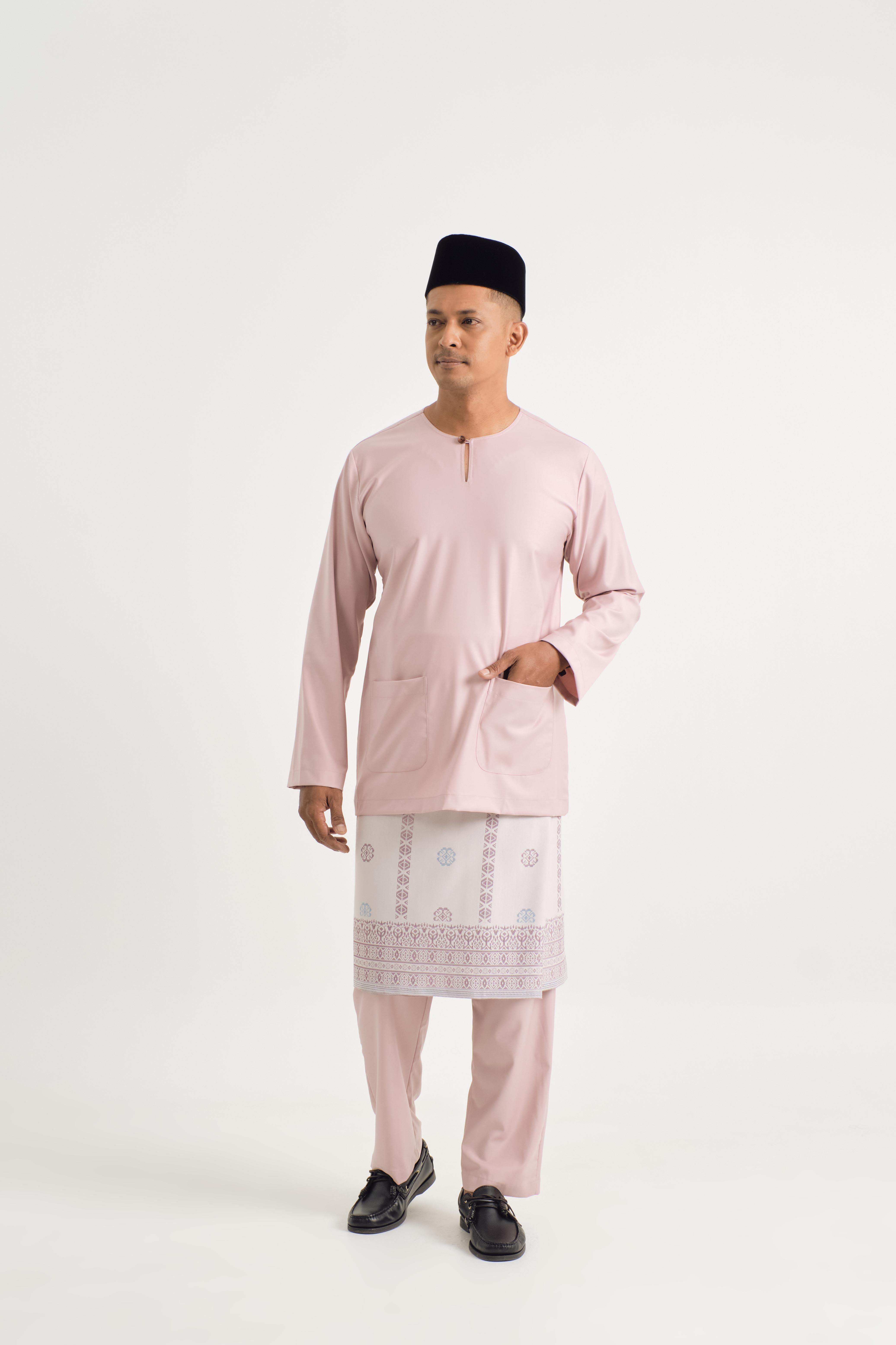 Patawali Modern Fit Baju Melayu Teluk Belanga - Soft Pink